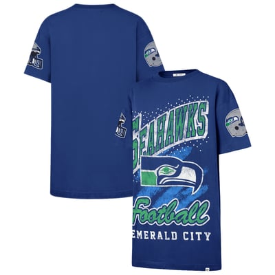  Seattle Seahawks '47 Women's Oversized Gemstone Swash T-Shirt Dress - Royal