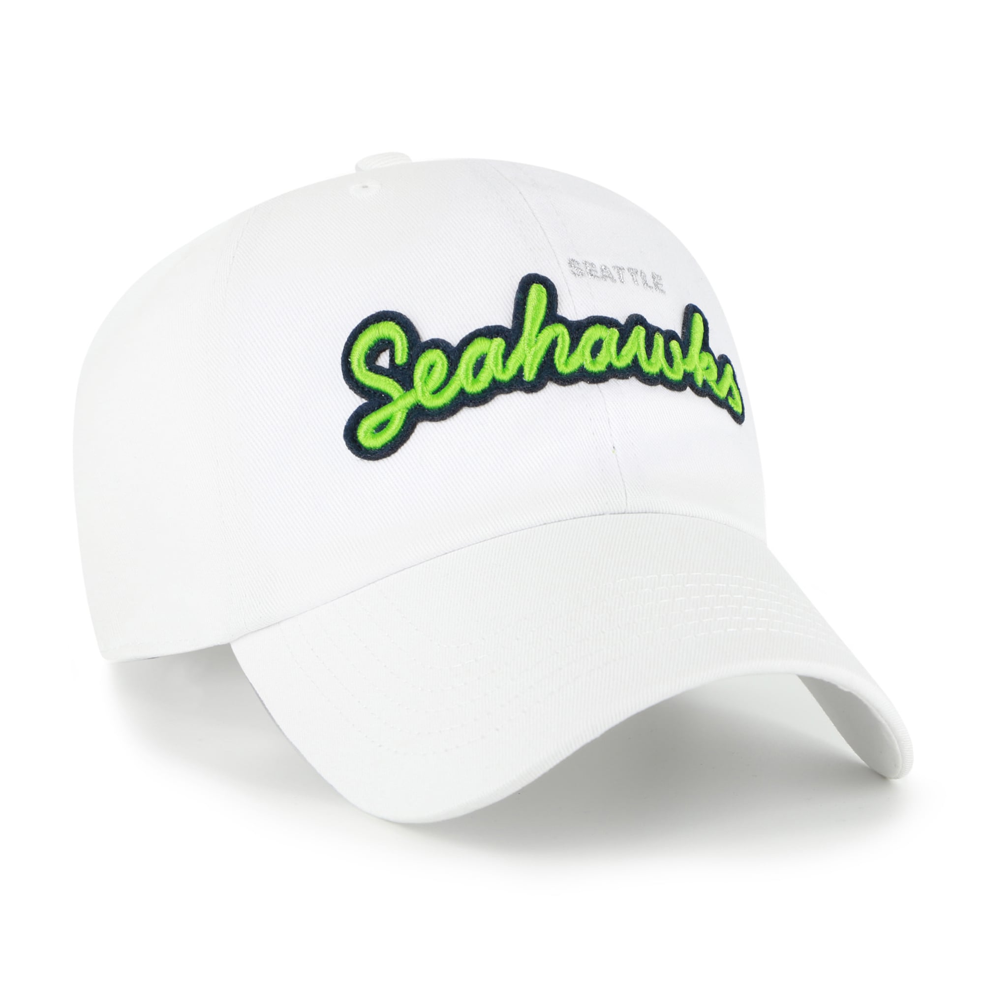 Women's '47 White Seattle Seahawks Trendy Script Clean Up Adjustable Hat