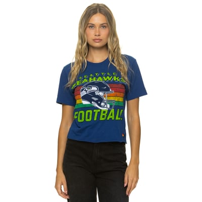 Seattle Seahawks Aviator Nation Women's Boxy Boyfriend Tri-Blend T-Shirt - College Navy