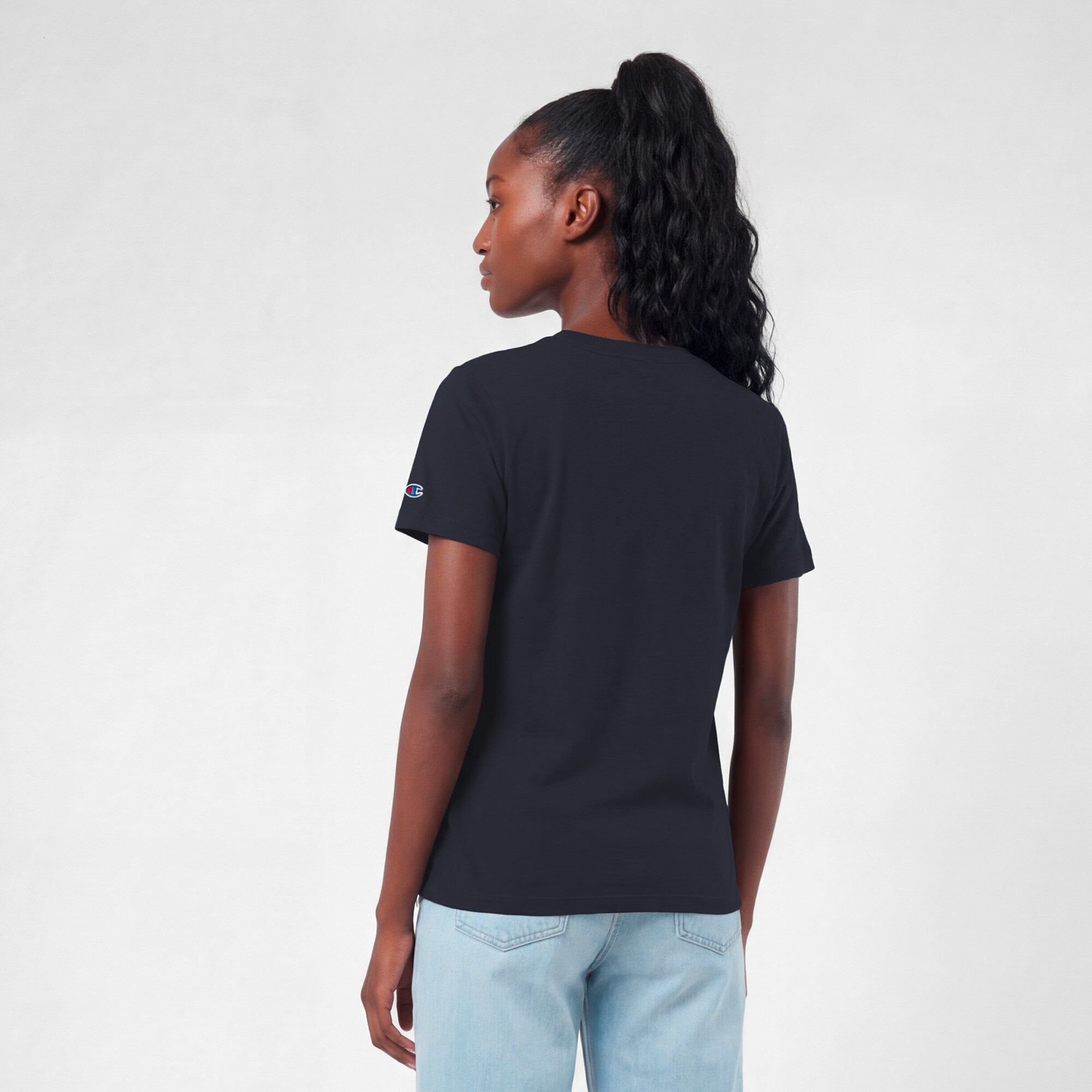 T-shirt Champion College Navy Seattle Seahawks avec logo arqué pour femmes