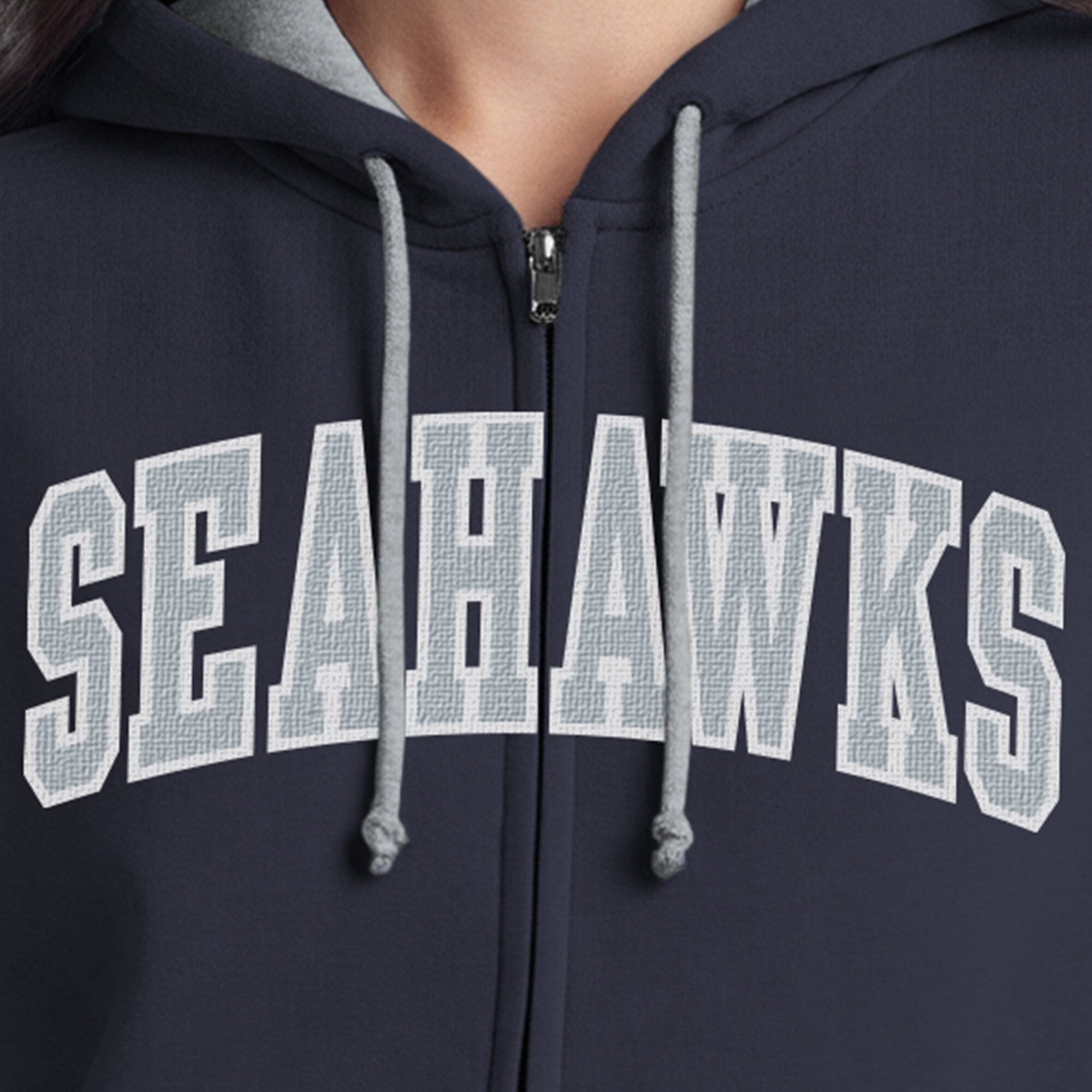 Sweat à capuche zippé intégral Champion College Navy Seattle Seahawks pour femme
