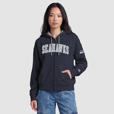  Seattle Seahawks Champion Women's Contrast Liner Full-Zip Hoodie - College Navy