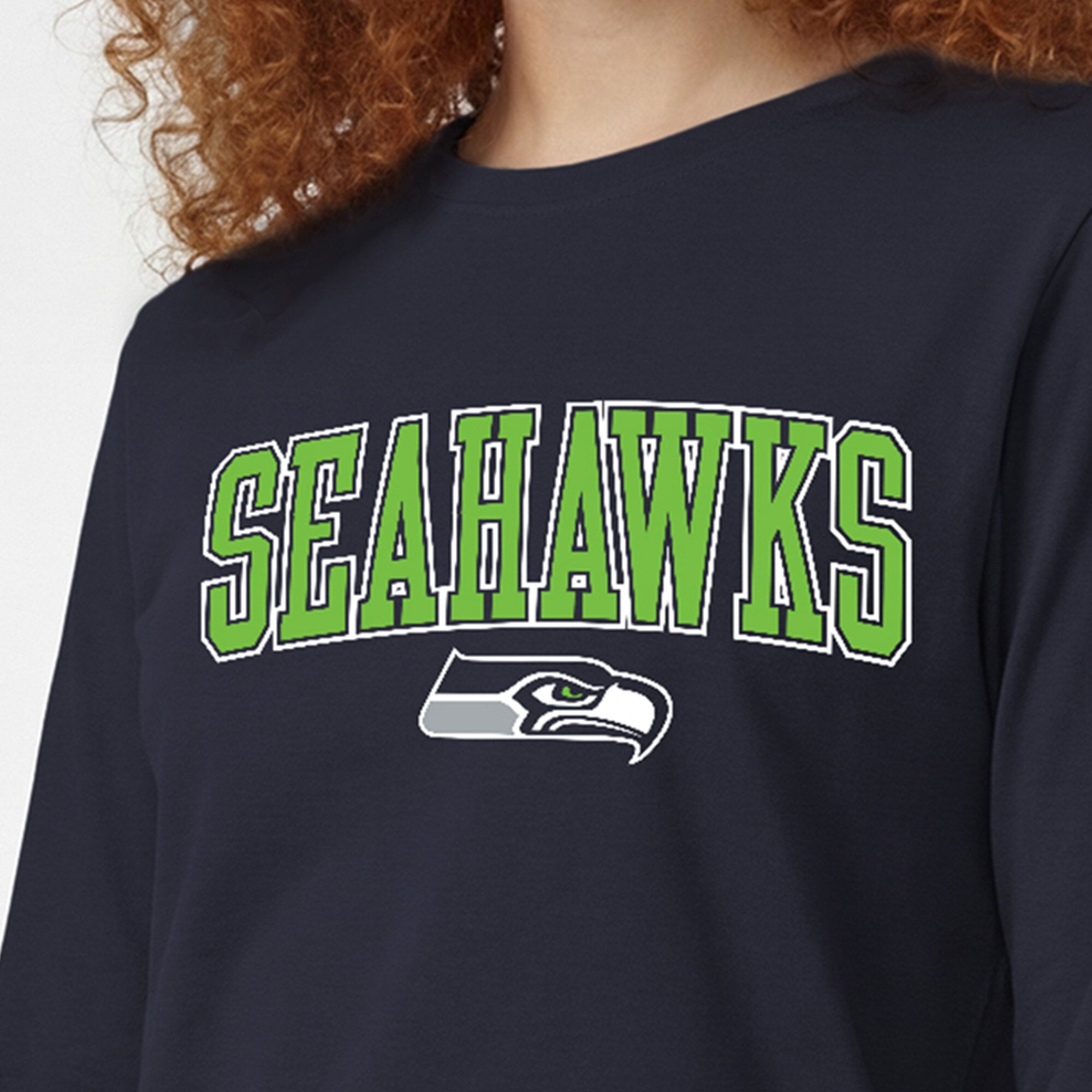 Women's Champion College Navy Seattle Seahawks Core Logo Long Sleeve T-Shirt