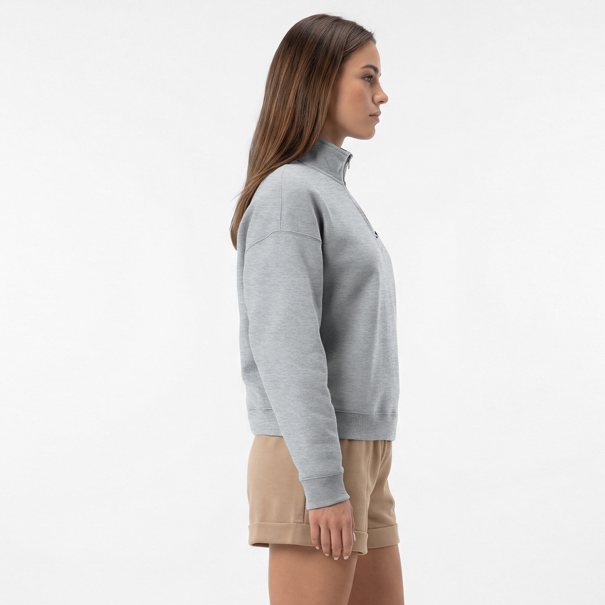 Women's Champion Heather Gray Seattle Seahawks Powerblend Quarter-Zip Sweatshirt