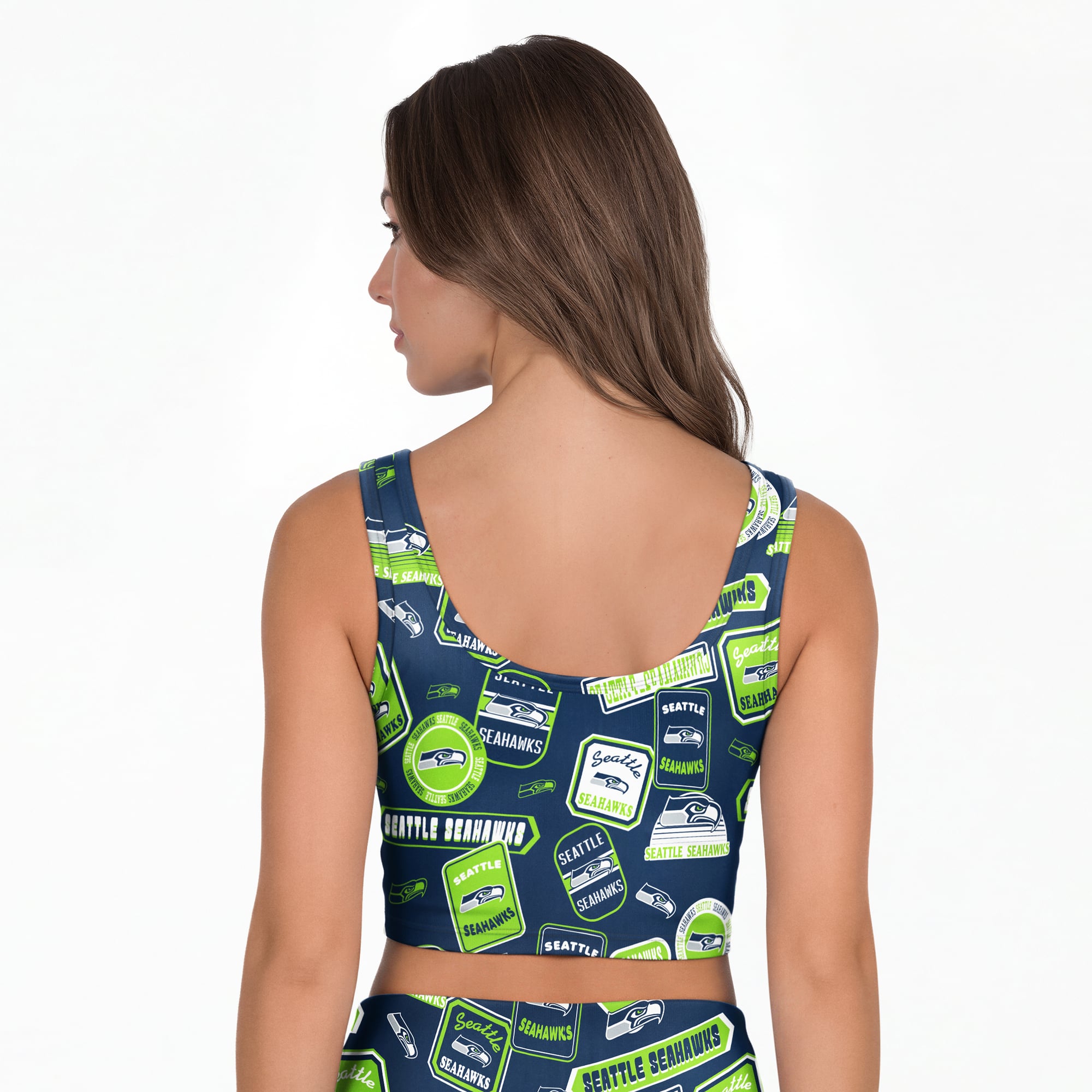Women's Concepts Sport College Navy Seattle Seahawks Grady Allover Print Bralette
