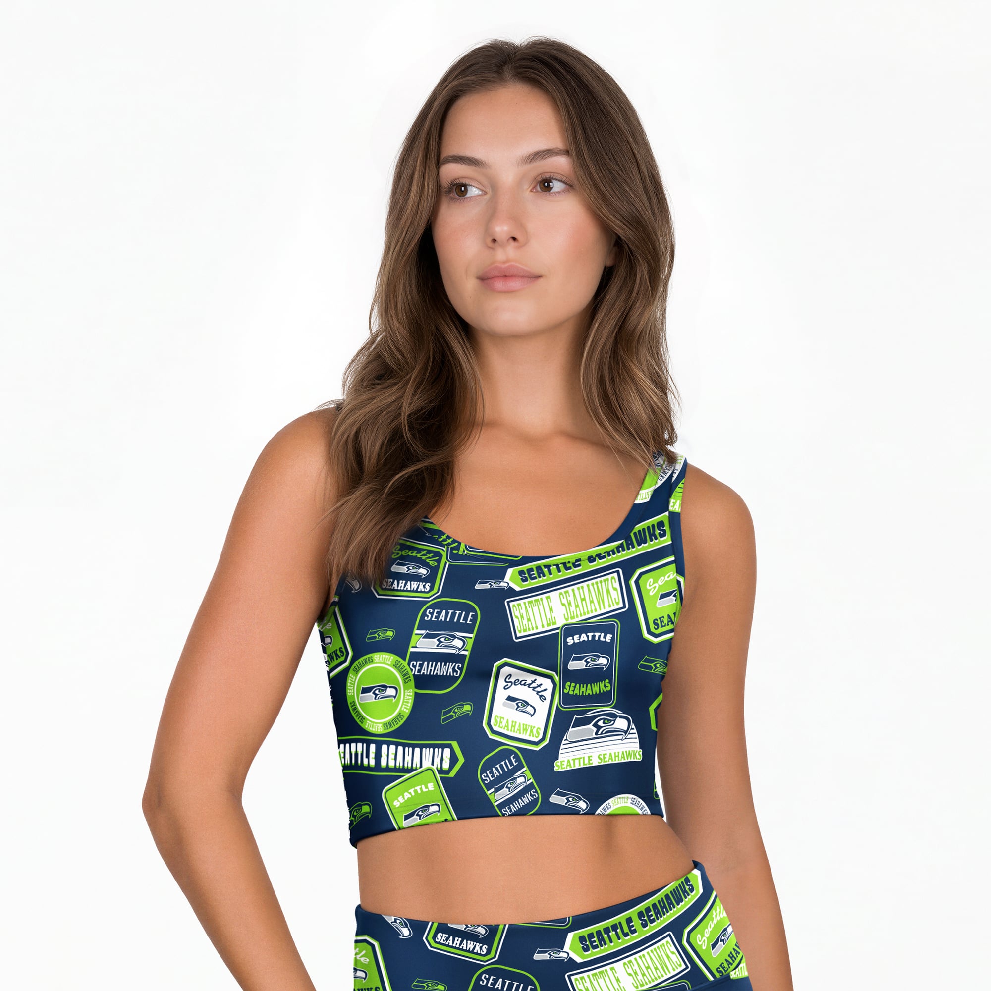 Women's Concepts Sport College Navy Seattle Seahawks Grady Allover Print Bralette