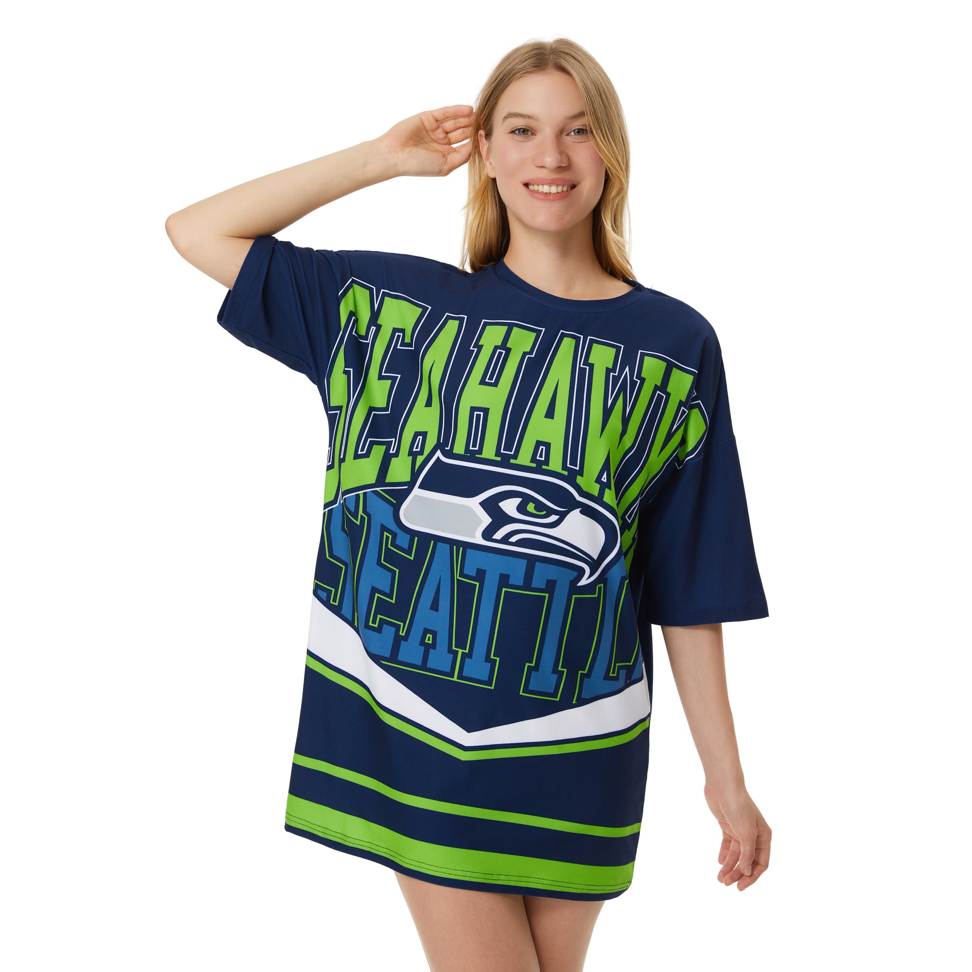 Women's Concepts Sport College Navy Seattle Seahawks Mosaic Knit Nightdress