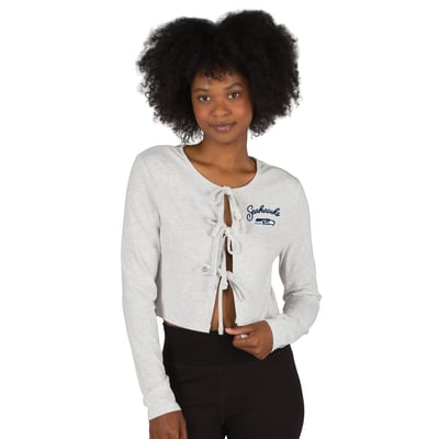 Seattle Seahawks Concepts Sport Women's Fray Knit Long-Sleeve Tie Front Top - Gray
