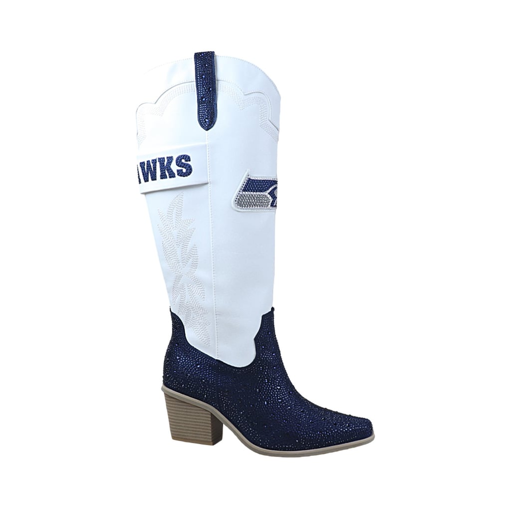 Seattle Seahawks FABGATING by Cuce Women's Crystal Cowboy Boots - White