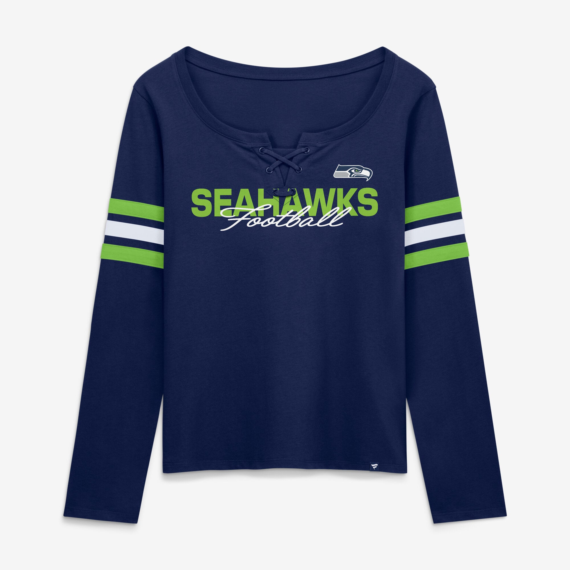 T-shirt à manches longues lacets Fanatics College Navy Seattle Seahawks pour femmes