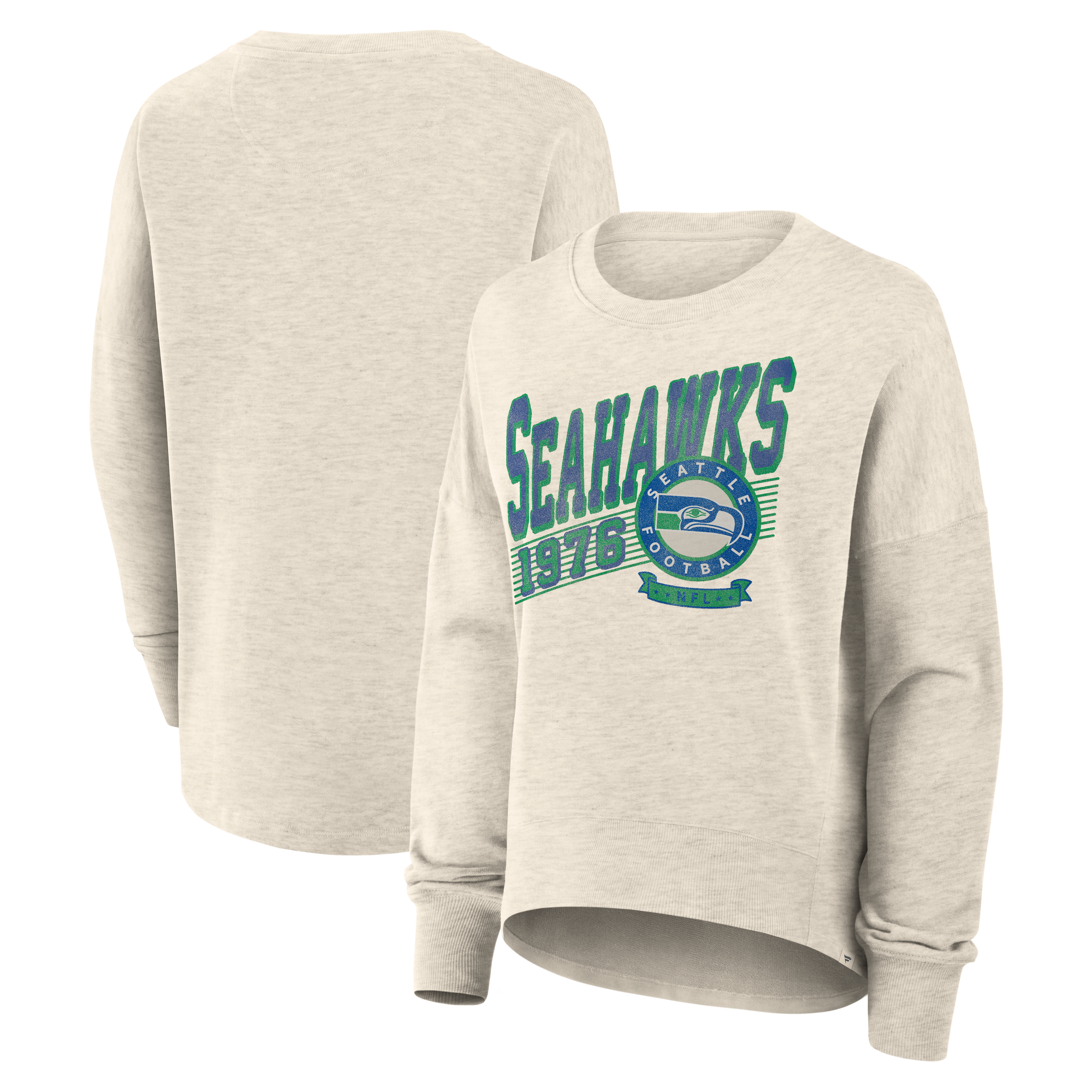 Women's Fanatics Cream Seattle Seahawks Oversized Heritage Sweatshirt