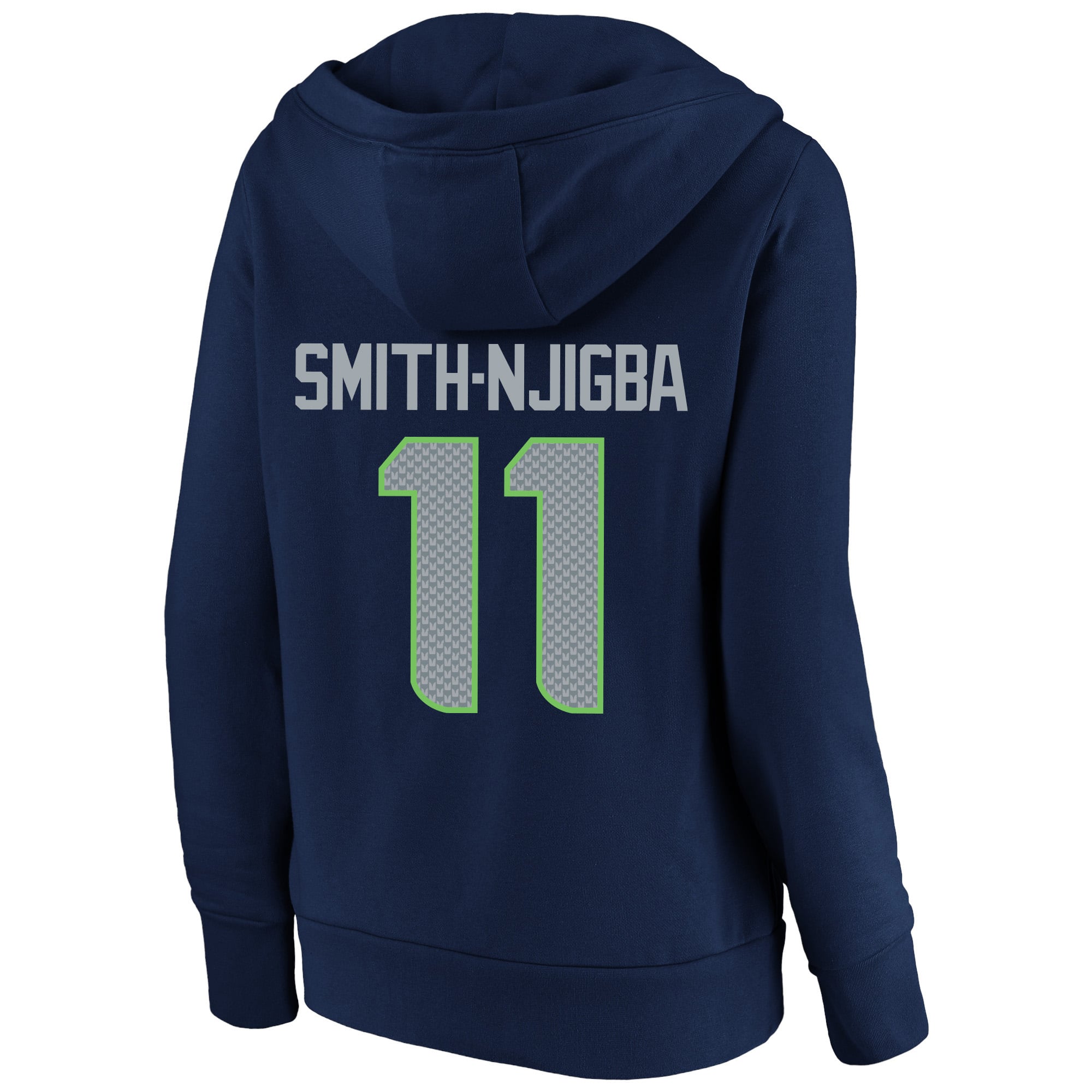 Women's Fanatics Jaxon Smith-Njigba College Navy Seattle Seahawks Plus Player Name & Number Notch Neck Hoodie