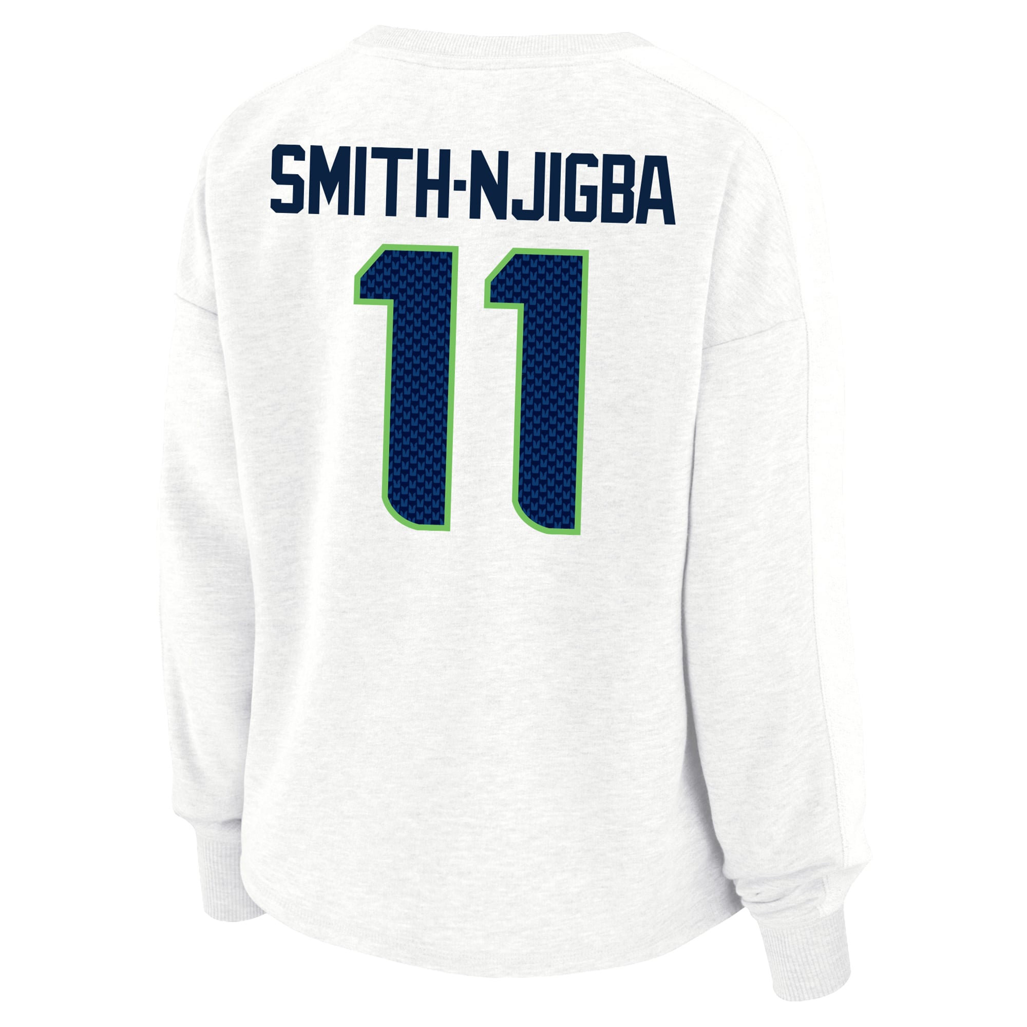 Women's Fanatics Jaxon Smith-Njigba White Seattle Seahawks Plus Oversized Name & Number Sweatshirt