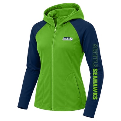 Seattle Seahawks Fanatics Women's Plus Size Cornerback Blitz Full-Zip Hoodie - Neon Green
