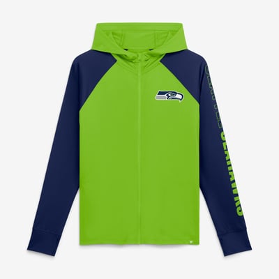 Seattle Seahawks Fanatics Women's Cornerback Blitz​ Raglan Full-Zip Hoodie - Neon Green/College Navy