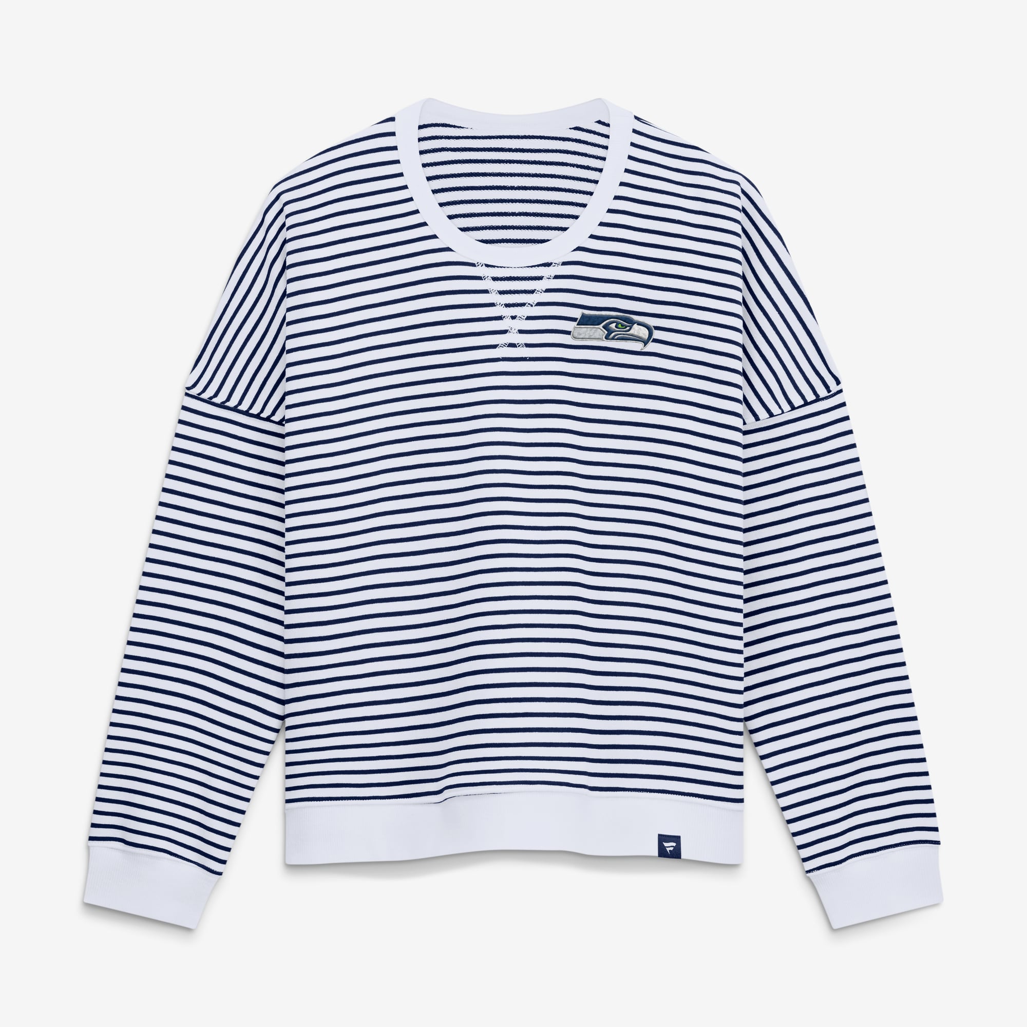Sweat-shirt oversize rayé blanc/bleu marine Seattle Seahawks pour femme (Fanatics)