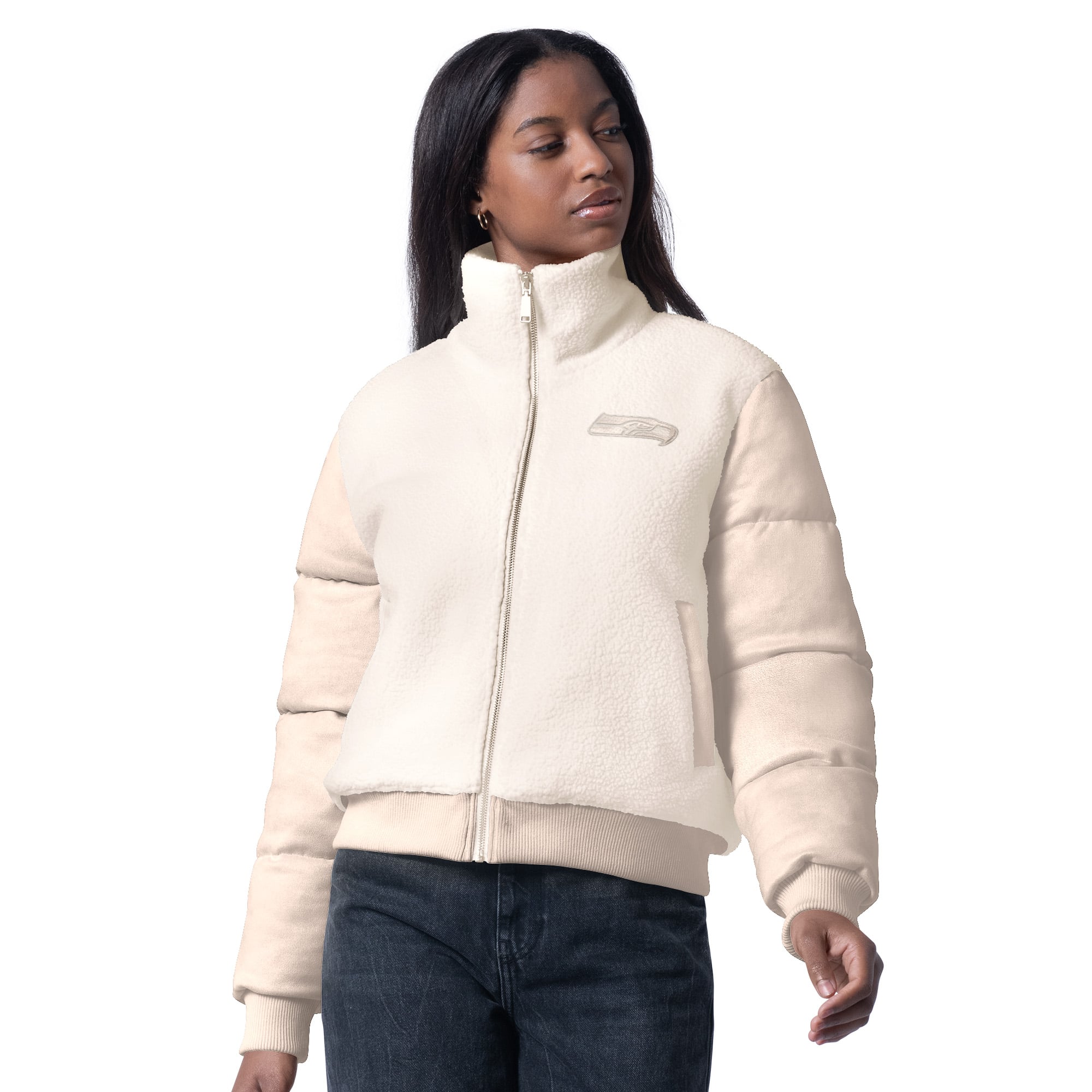 Veste zippée intégrale en sherpa crème G-III 4Her par Carl Banks pour femme