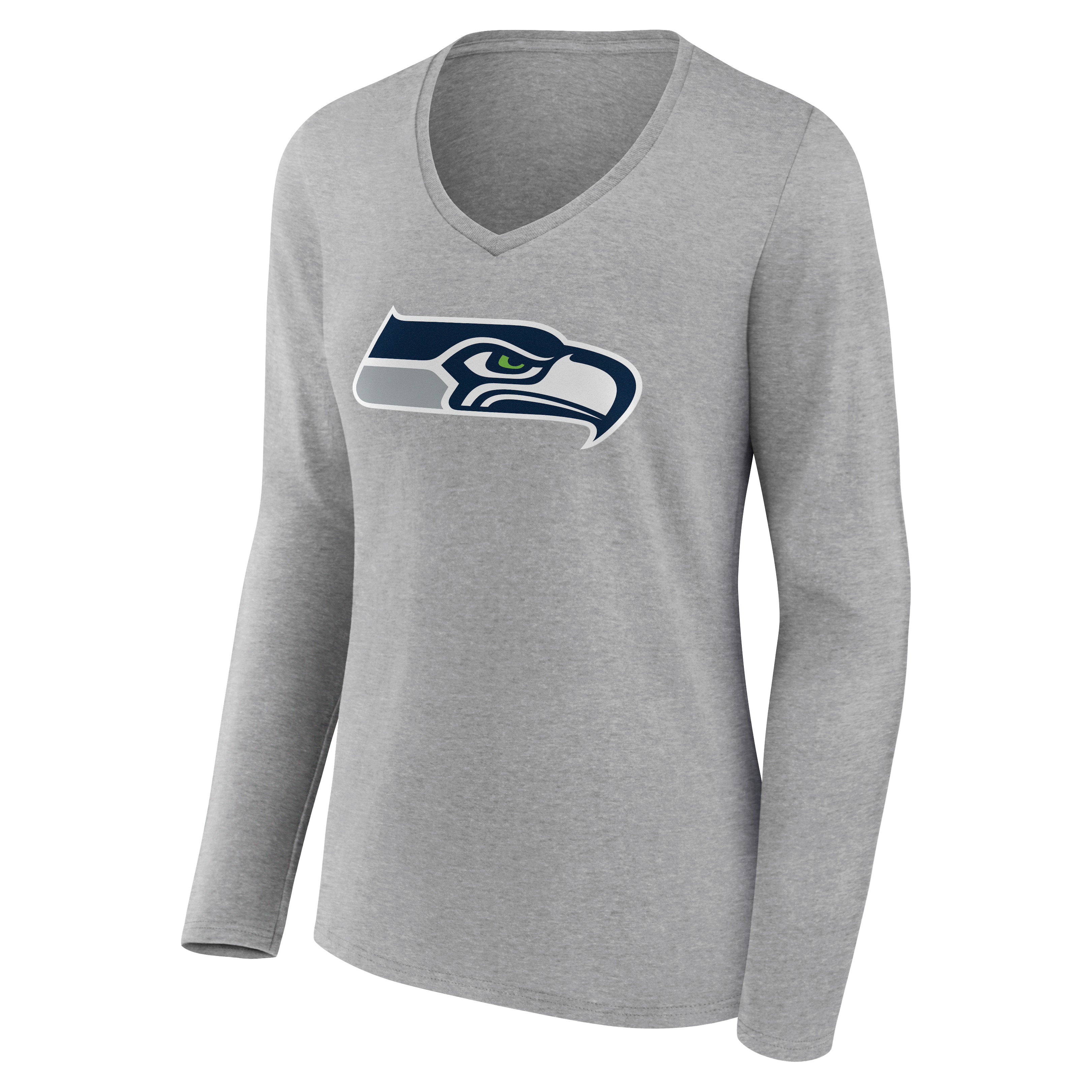 Women's Gray Seattle Seahawks Team Authentic Personalized Name & Number Long Sleeve V-Neck T-Shirt