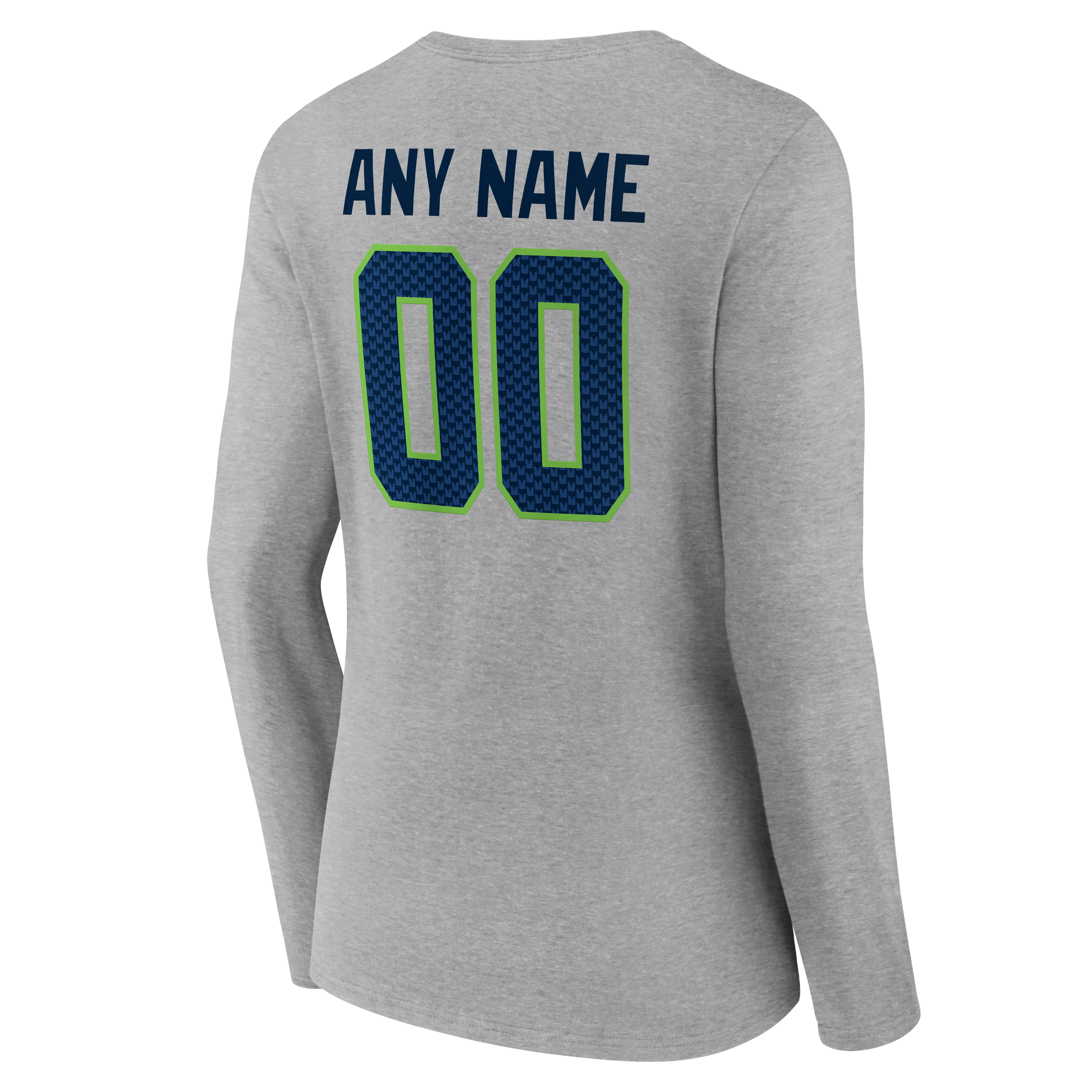 Women's Gray Seattle Seahawks Team Authentic Personalized Name & Number Long Sleeve V-Neck T-Shirt