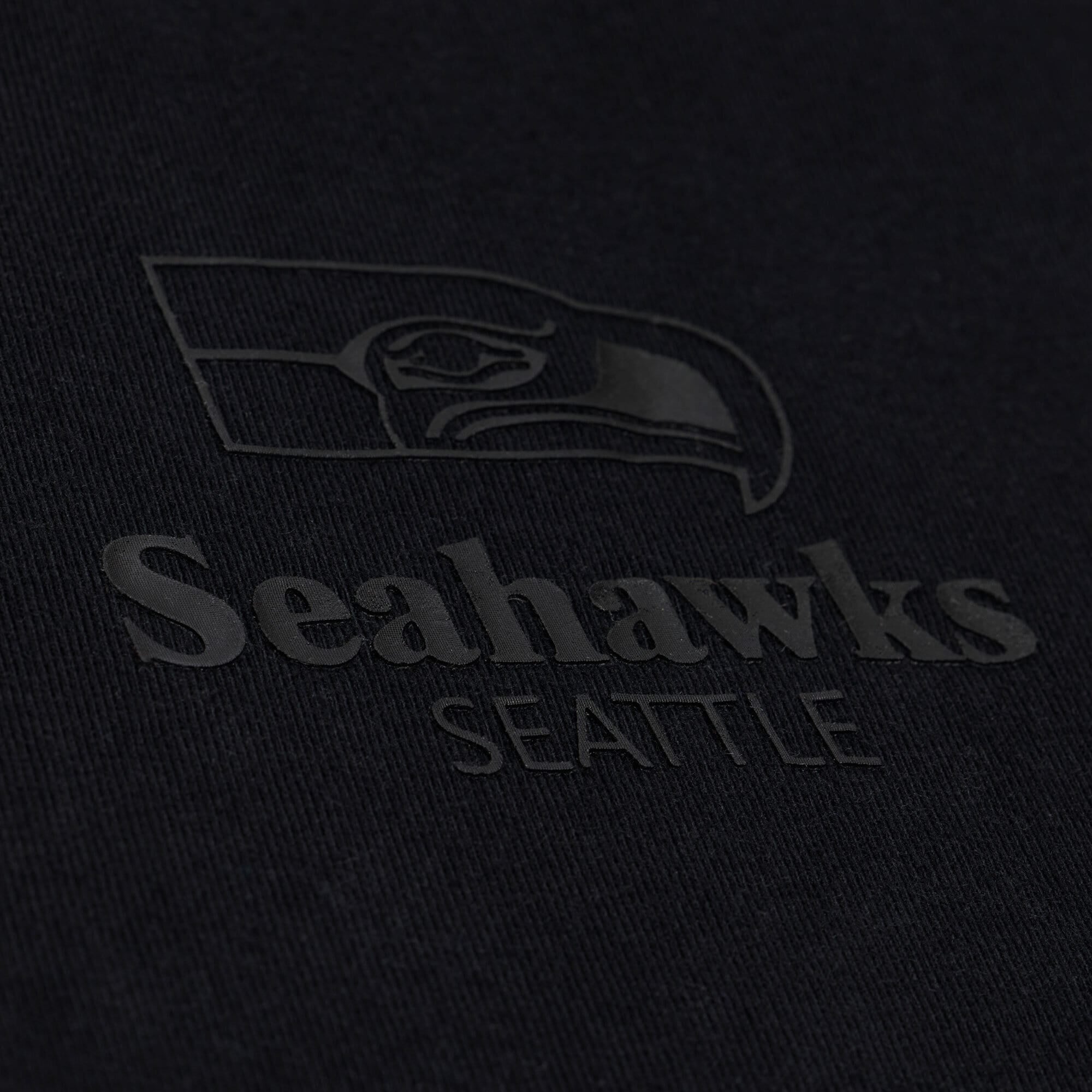 Women's Mitchell & Ness Black Seattle Seahawks Core Essentials Micro Logo Boxy Crop T-Shirt