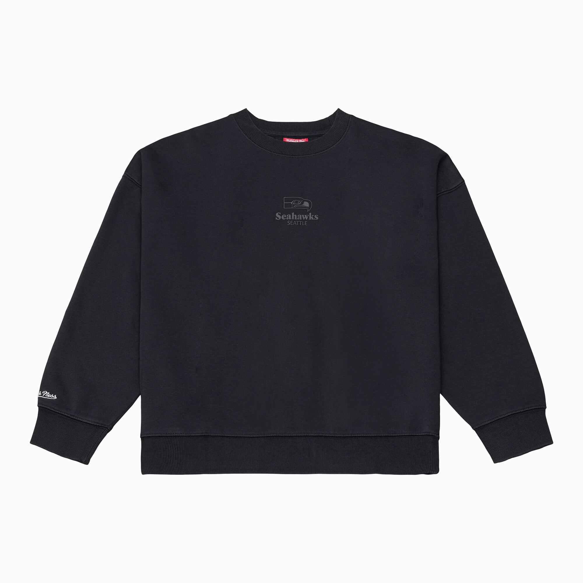 Women's Mitchell & Ness Black Seattle Seahawks Core Essentials Micro Logo Fleece Sweatshirt