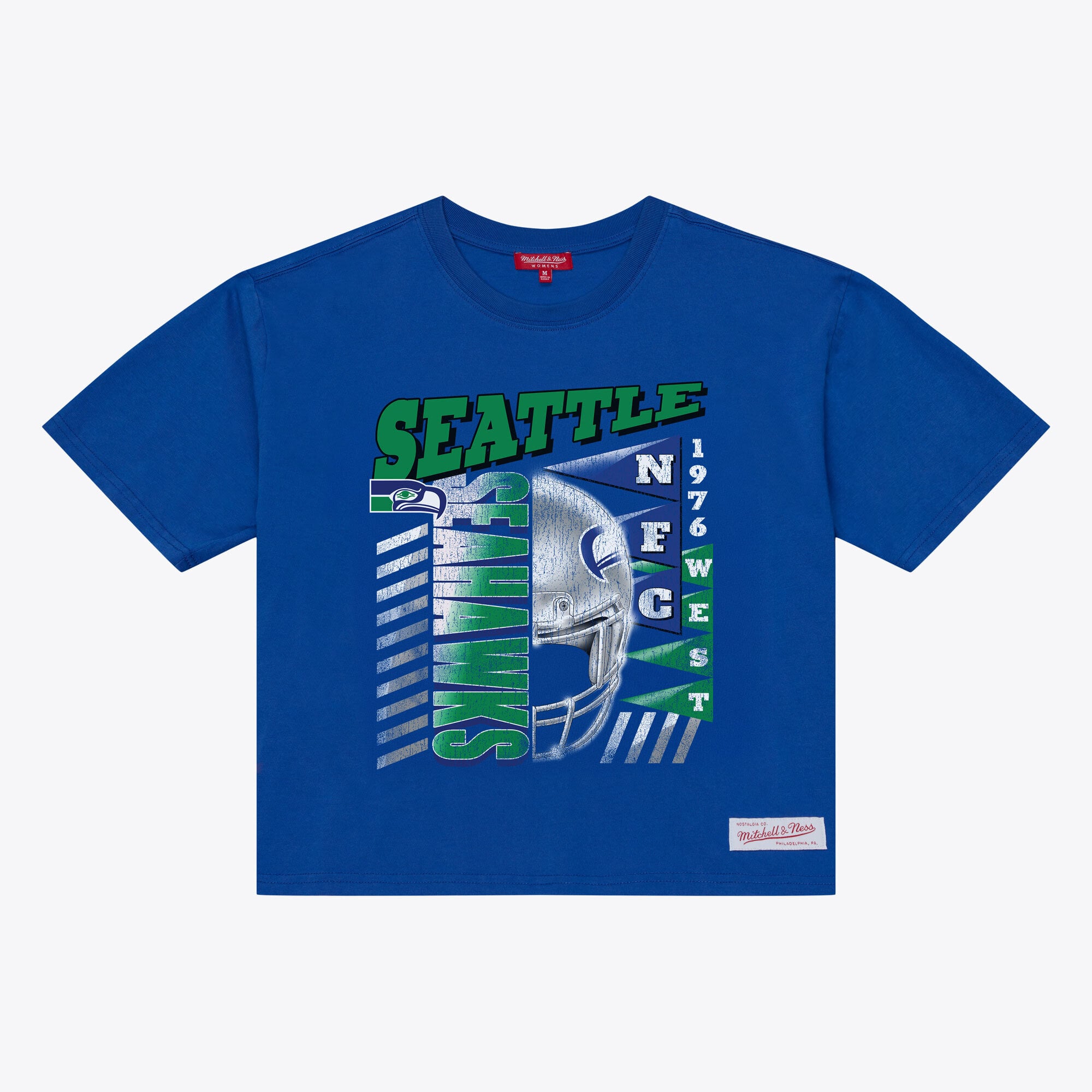 T-shirt court à imprimé graphique urbain Mitchell & Ness Royal Seattle Seahawks pour femme