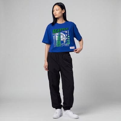  Seattle Seahawks Mitchell & Ness Women's Street Graphic Boxy Cropped T-Shirt - Royal