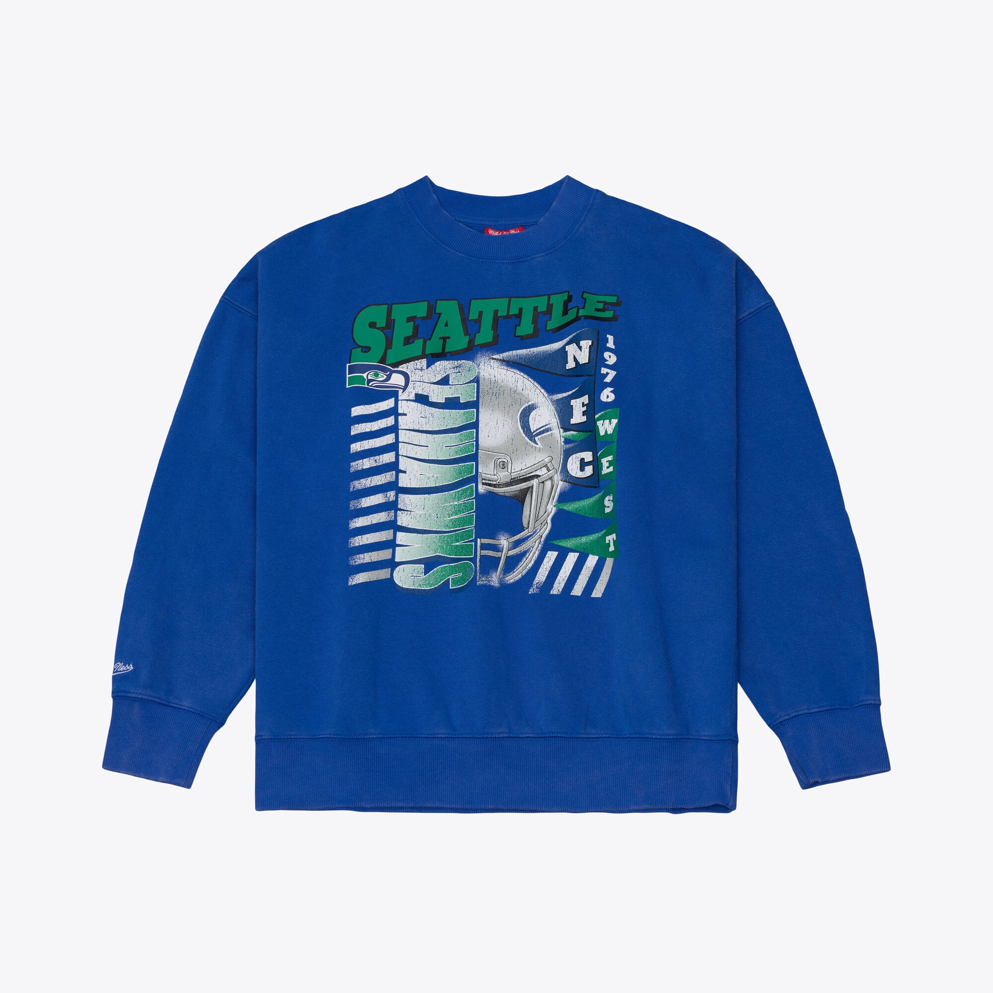 Sweat-shirt à col rond Mitchell & Ness Royal Seattle Seahawks pour femme