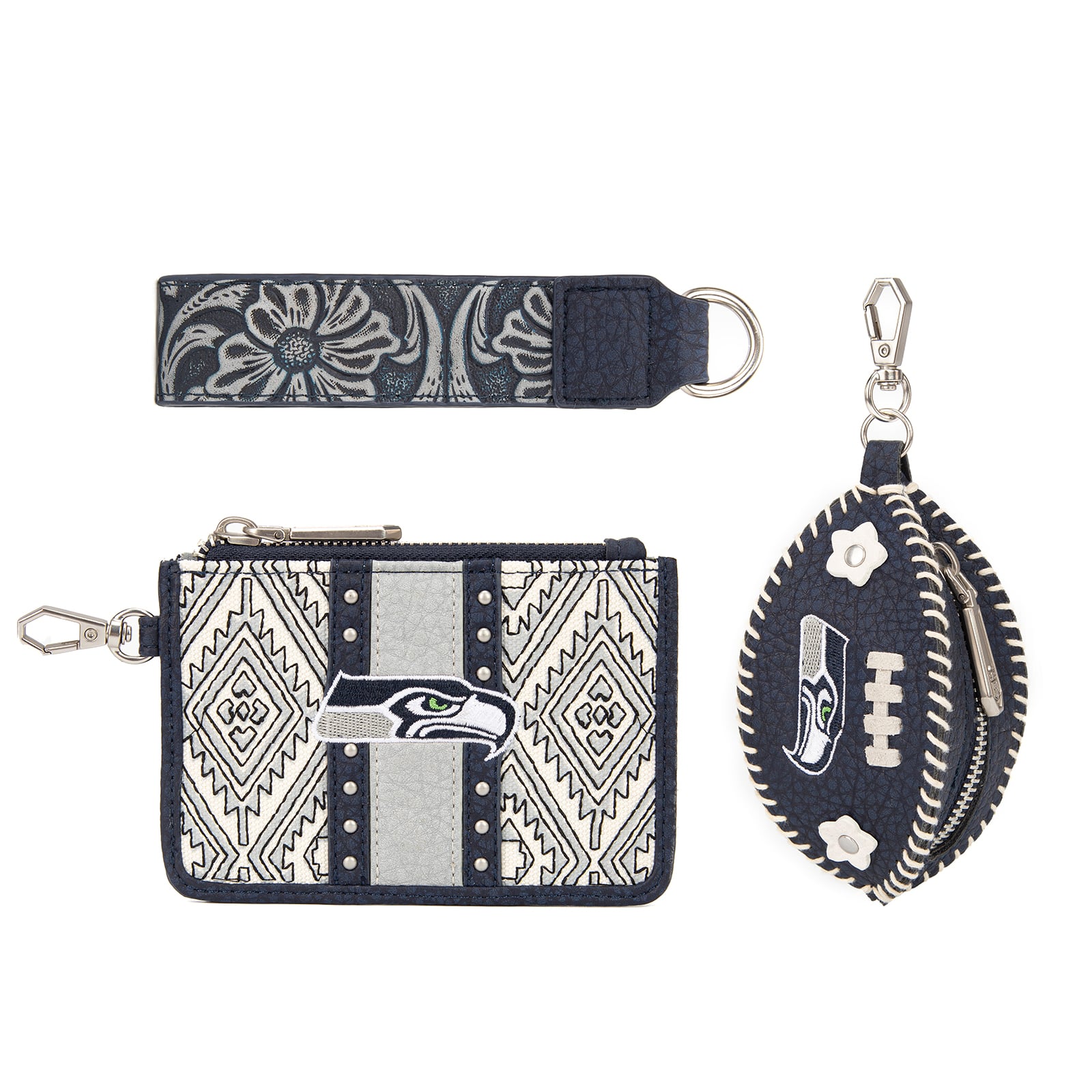 Portefeuille et bracelet porte-clés football Montana West Seattle Seahawks pour femme