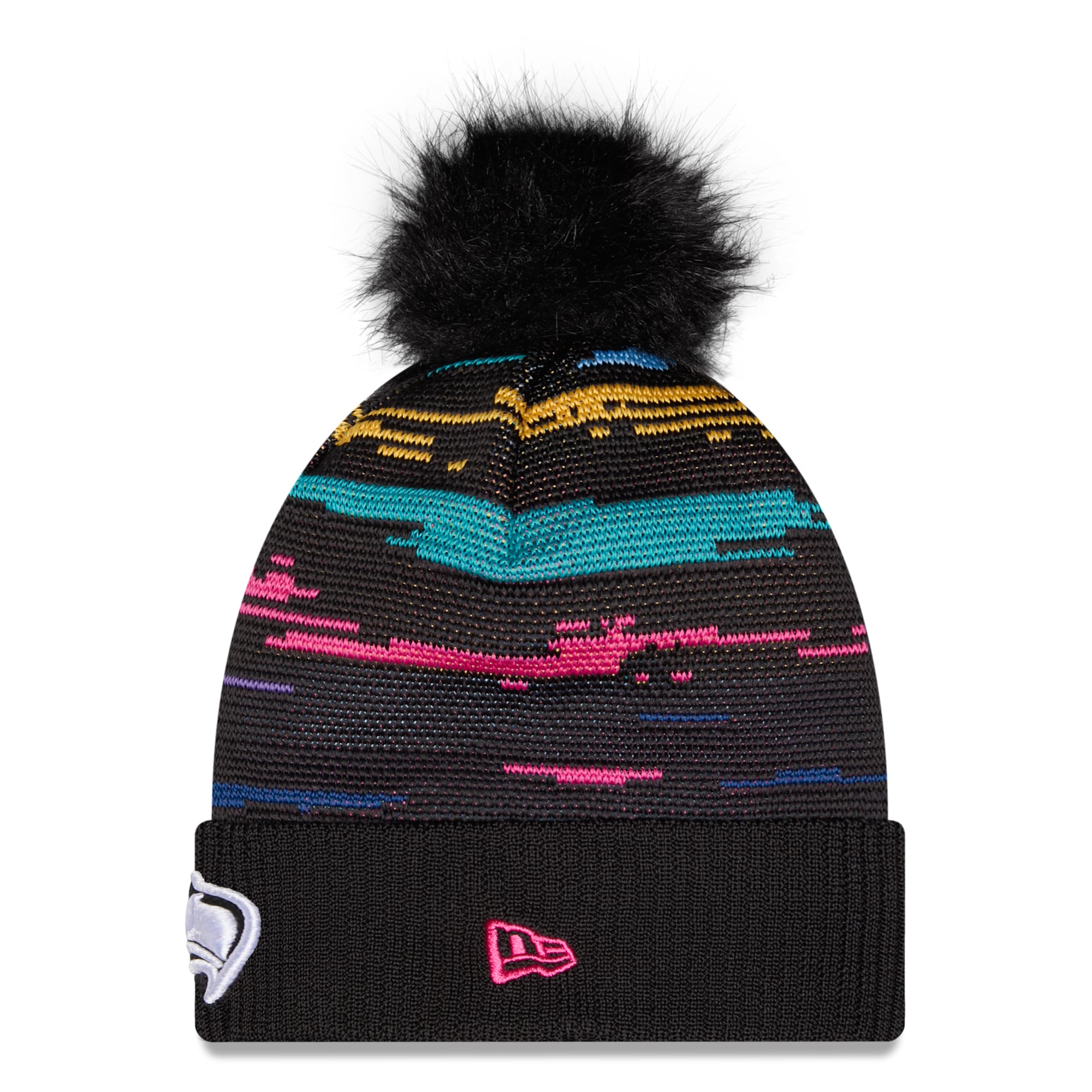 Women's New Era Black Seattle Seahawks 2026 NFL Crucial Catch Cuffed Knit Hat with Pom
