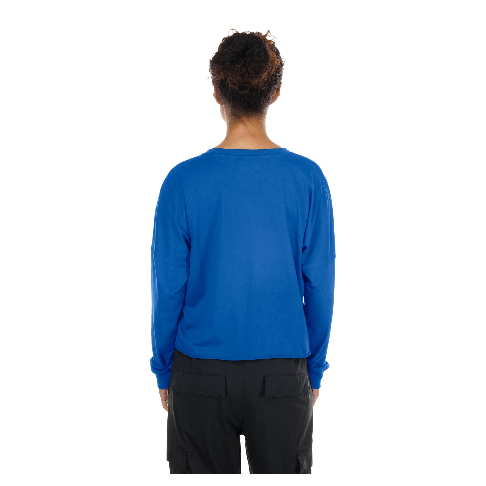 T-shirt court oversize à manches longues New Era bleu Seattle Seahawks pour femme