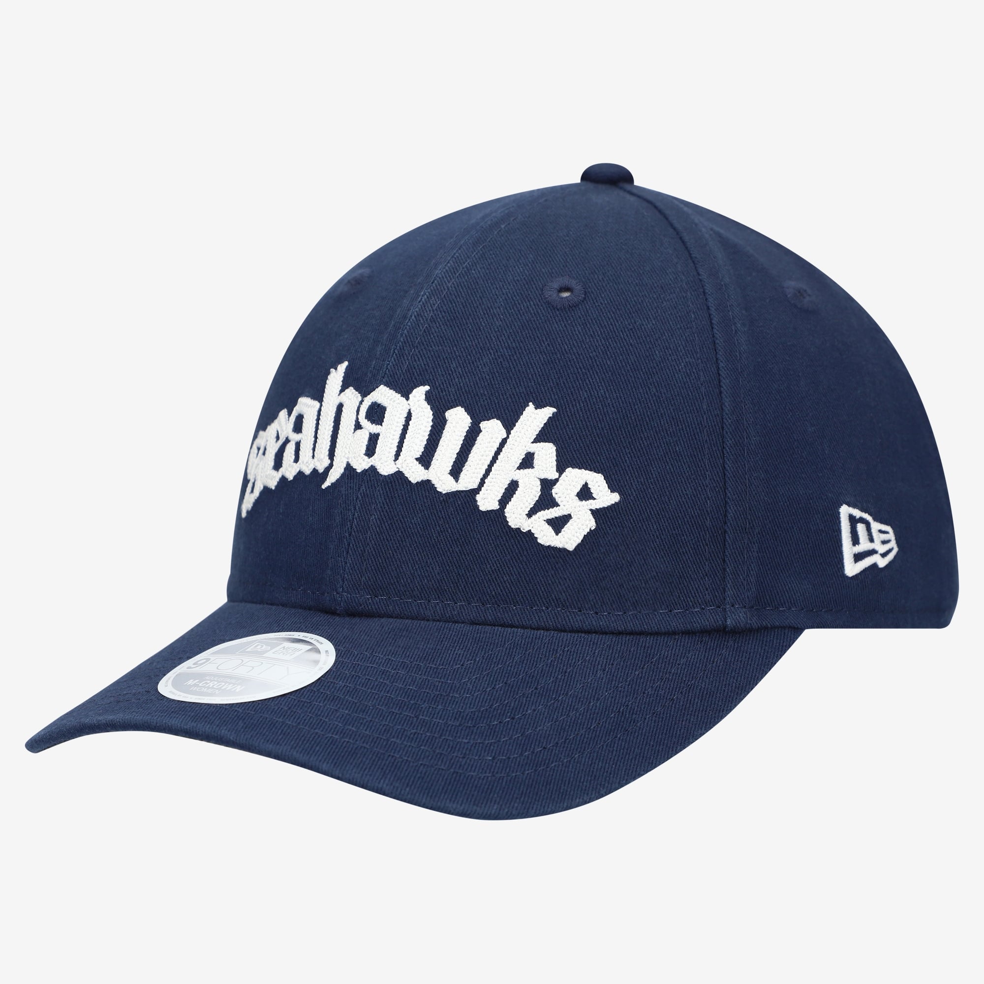 Casquette ajustable New Era College Navy Seattle Seahawks 9FORTY M-Crown pour femme