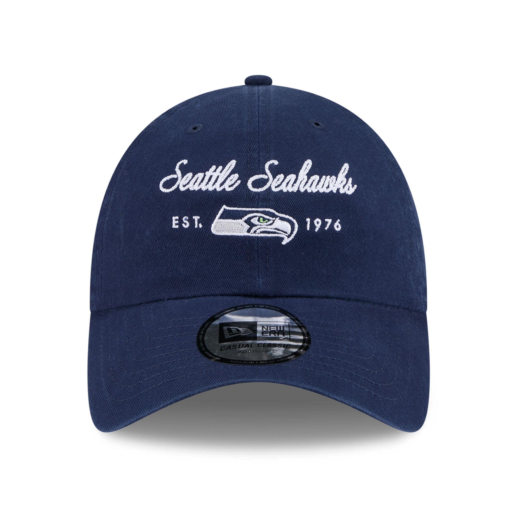 Women's New Era College Navy Seattle Seahawks Script Casual Classic Adjustable Hat