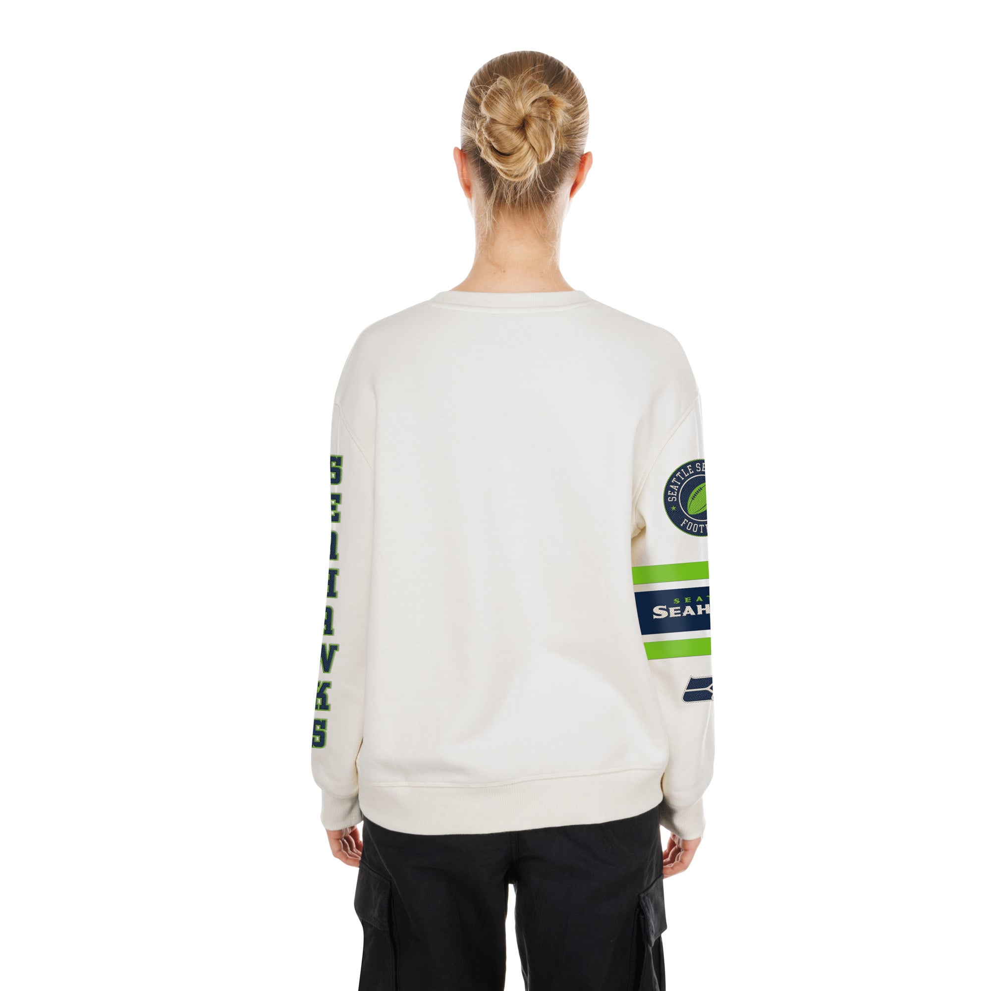 Sweat-shirt à col rond New Era crème Seattle Seahawks pour femme