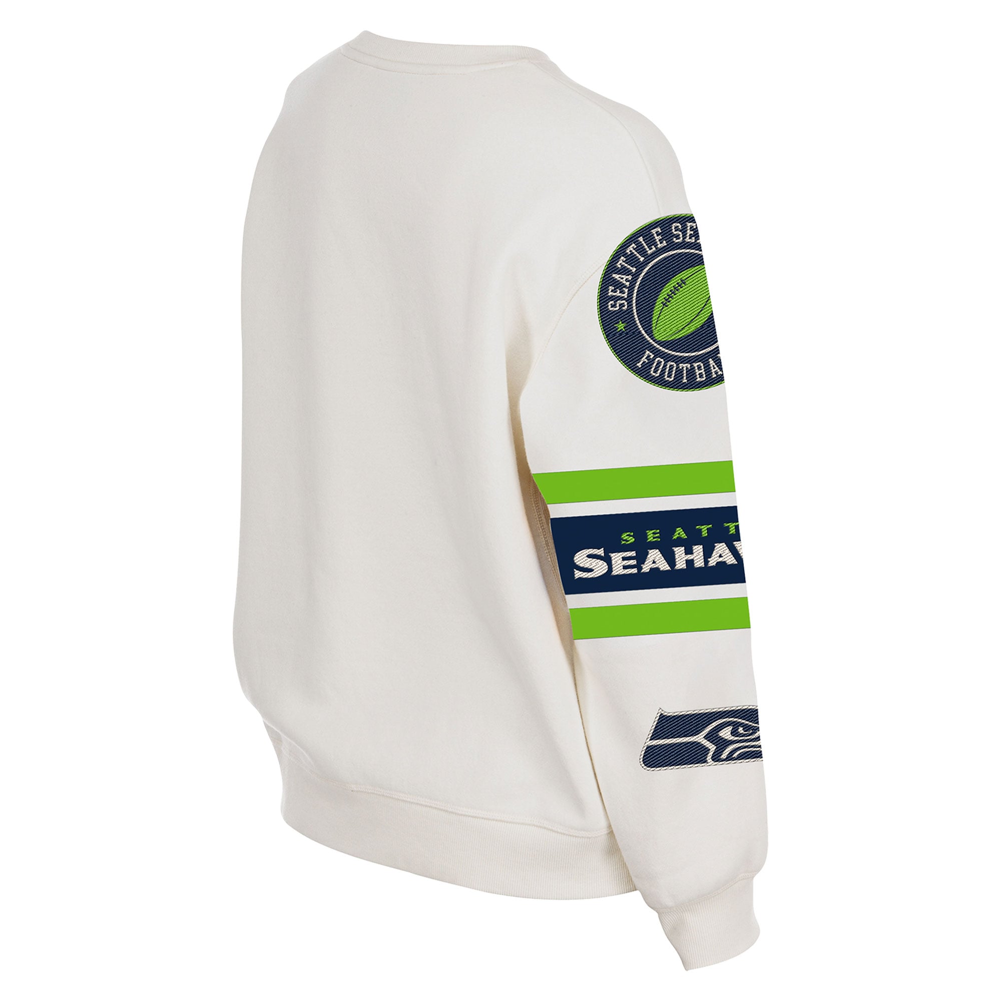 Sweat-shirt à col rond New Era crème Seattle Seahawks pour femme