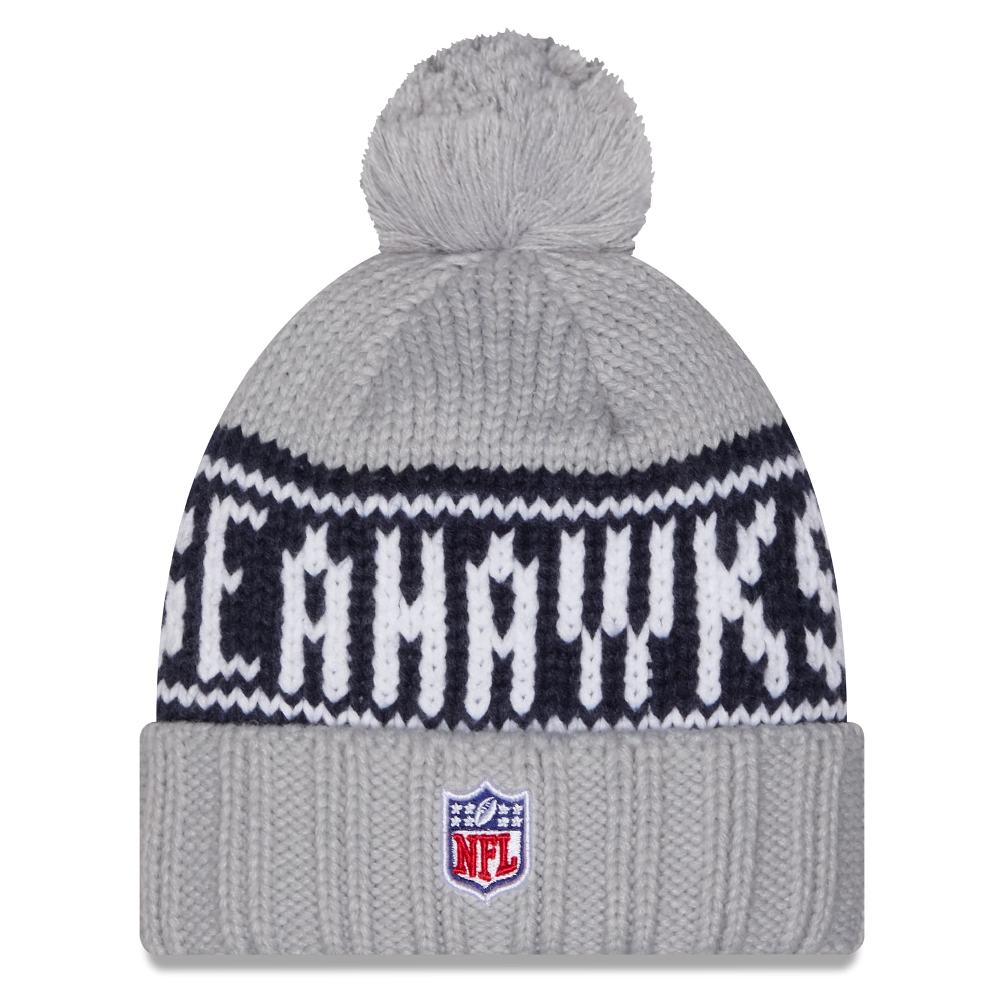 Women's New Era Gray Seattle Seahawks Rivalries Collection Cuffed Knit Hat with Pom