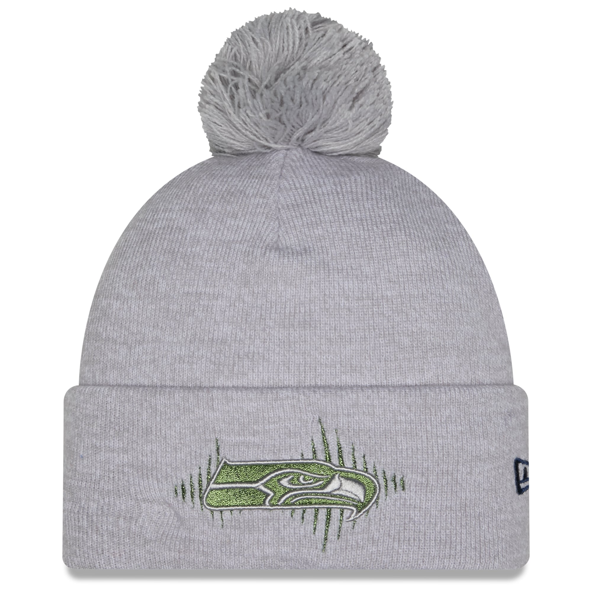 Women's New Era Gray Seattle Seahawks Rivalries Collection Fan Pack Marled Cuffed Knit Hat with Pom