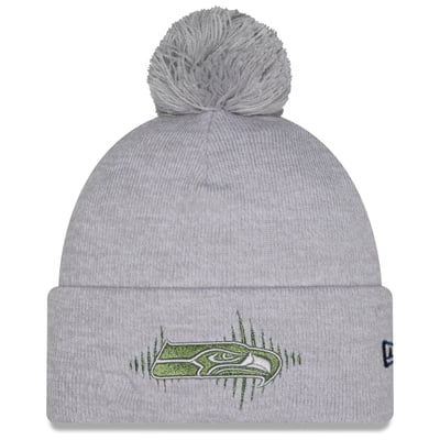  Seattle Seahawks New Era Women's Rivalries Collection Fan Pack Marled Cuffed Knit Hat with Pom - Gray