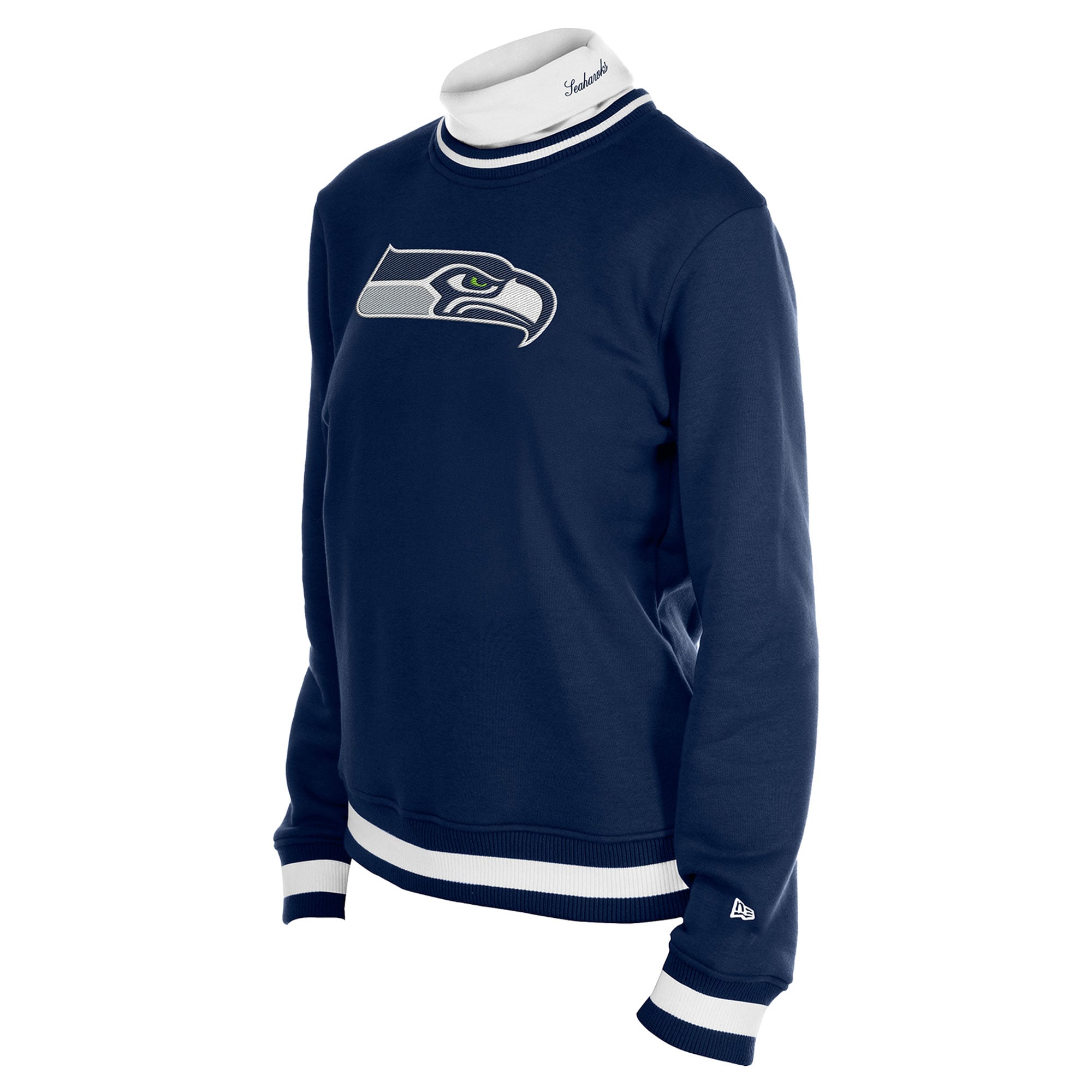 Pull à col roulé New Era bleu marine Seattle Seahawks Sport Classics pour femme