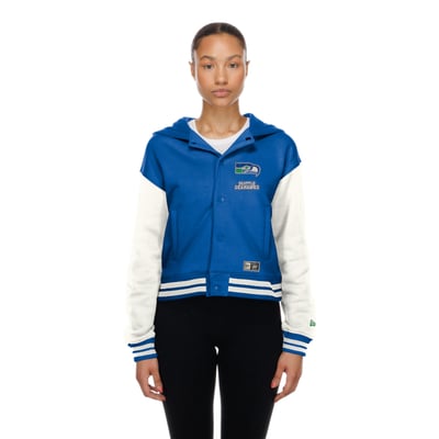  Seattle Seahawks New Era Women's Throwback Full-Snap Hooded Jacket - Royal