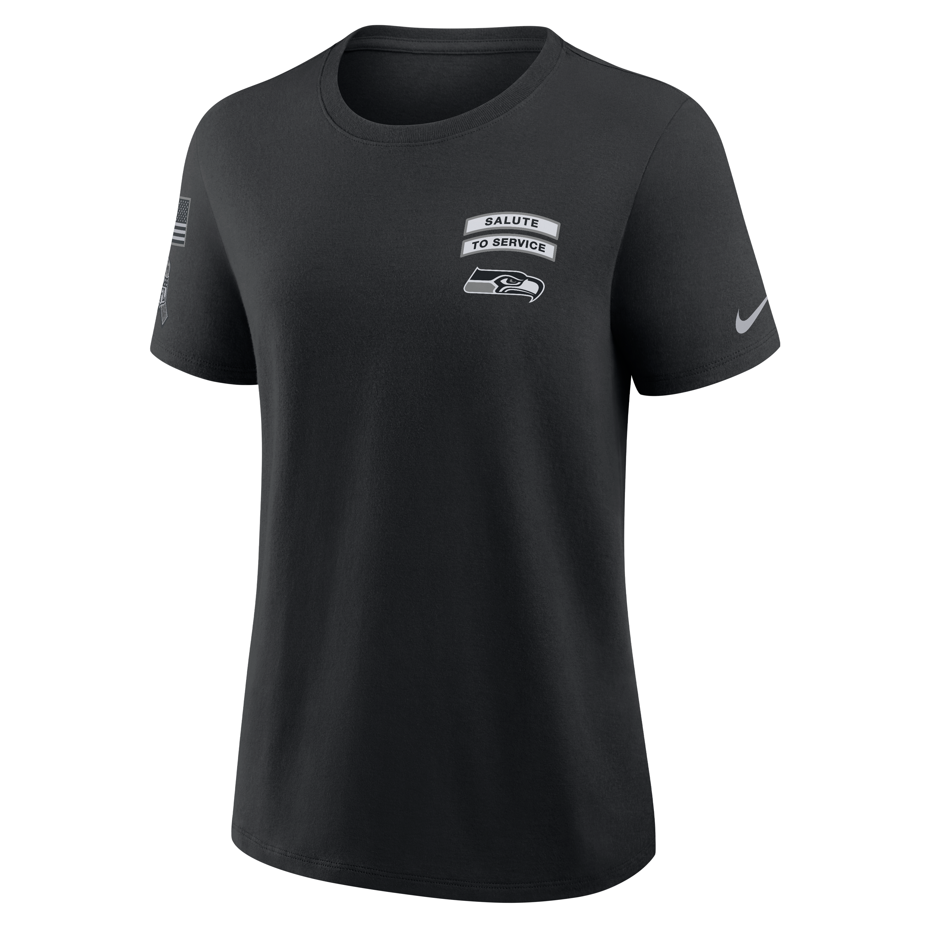 T-shirt Nike noir pour femme Seattle Seahawks 2026 Salute to Service