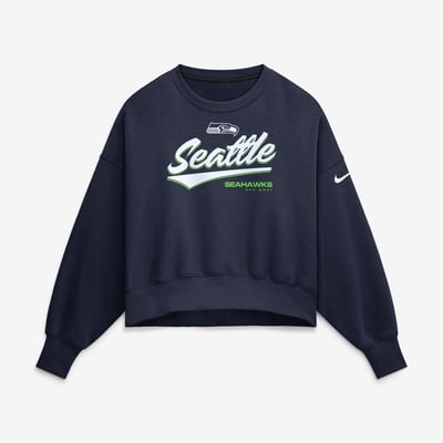 Sweat-shirt polaire surdimensionné Phoenix pour femme, Nike, Seattle Seahawks - Bleu marine universitaire