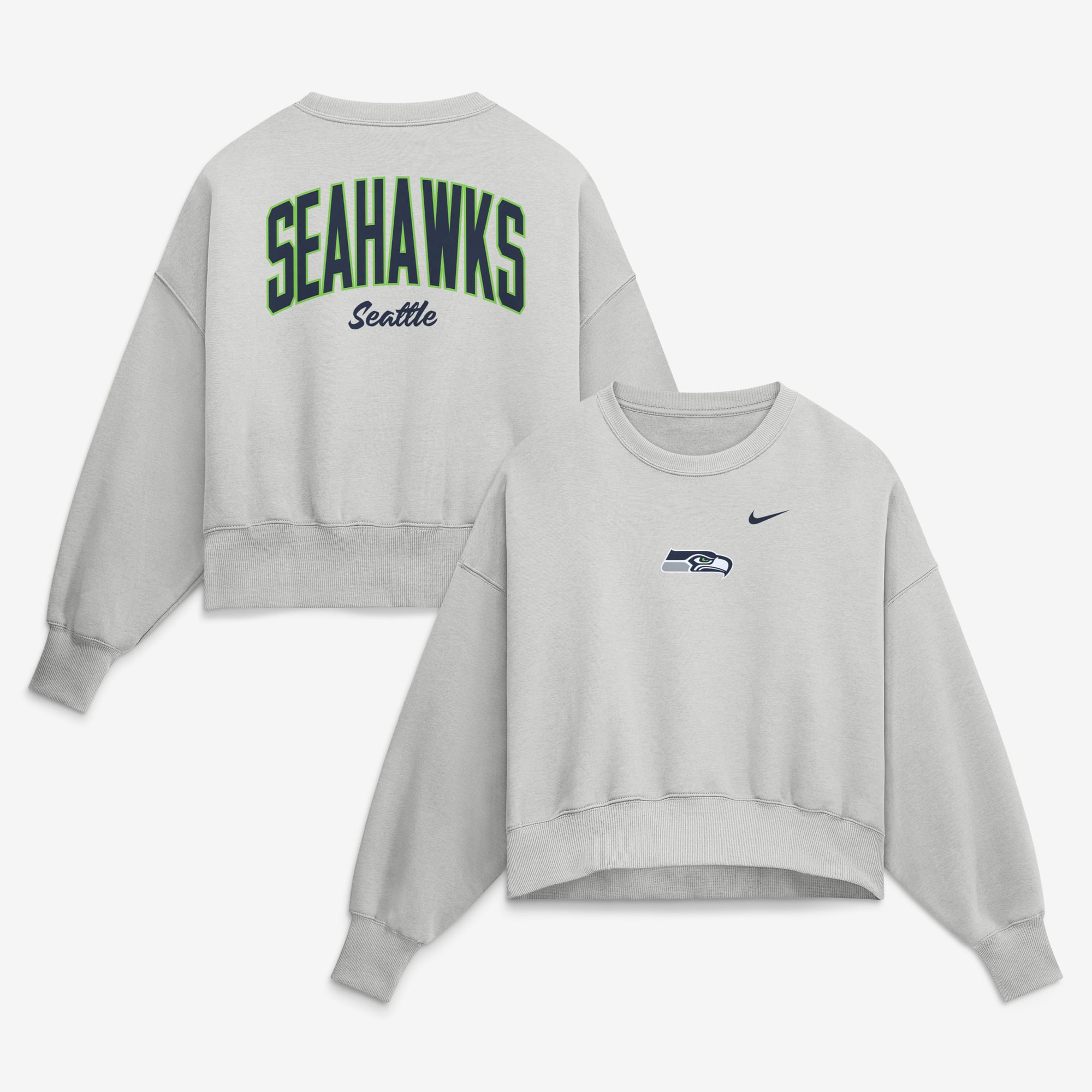 Women's Nike Gray Seattle Seahawks Oversized Primetime Phoenix Fleece Sweatshirt