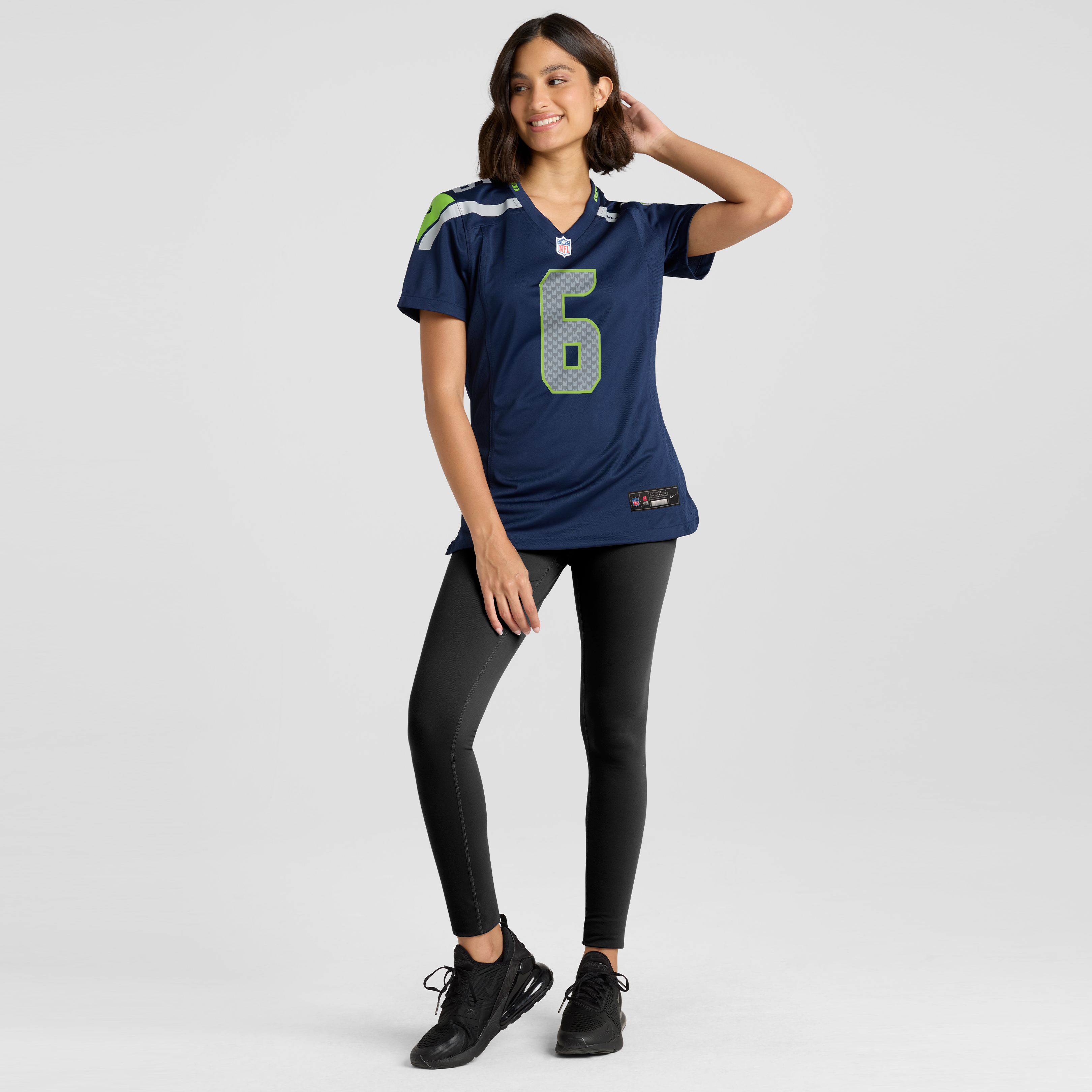 Maillot de match Nike Jalen Milroe College Navy Seattle Seahawks pour femme