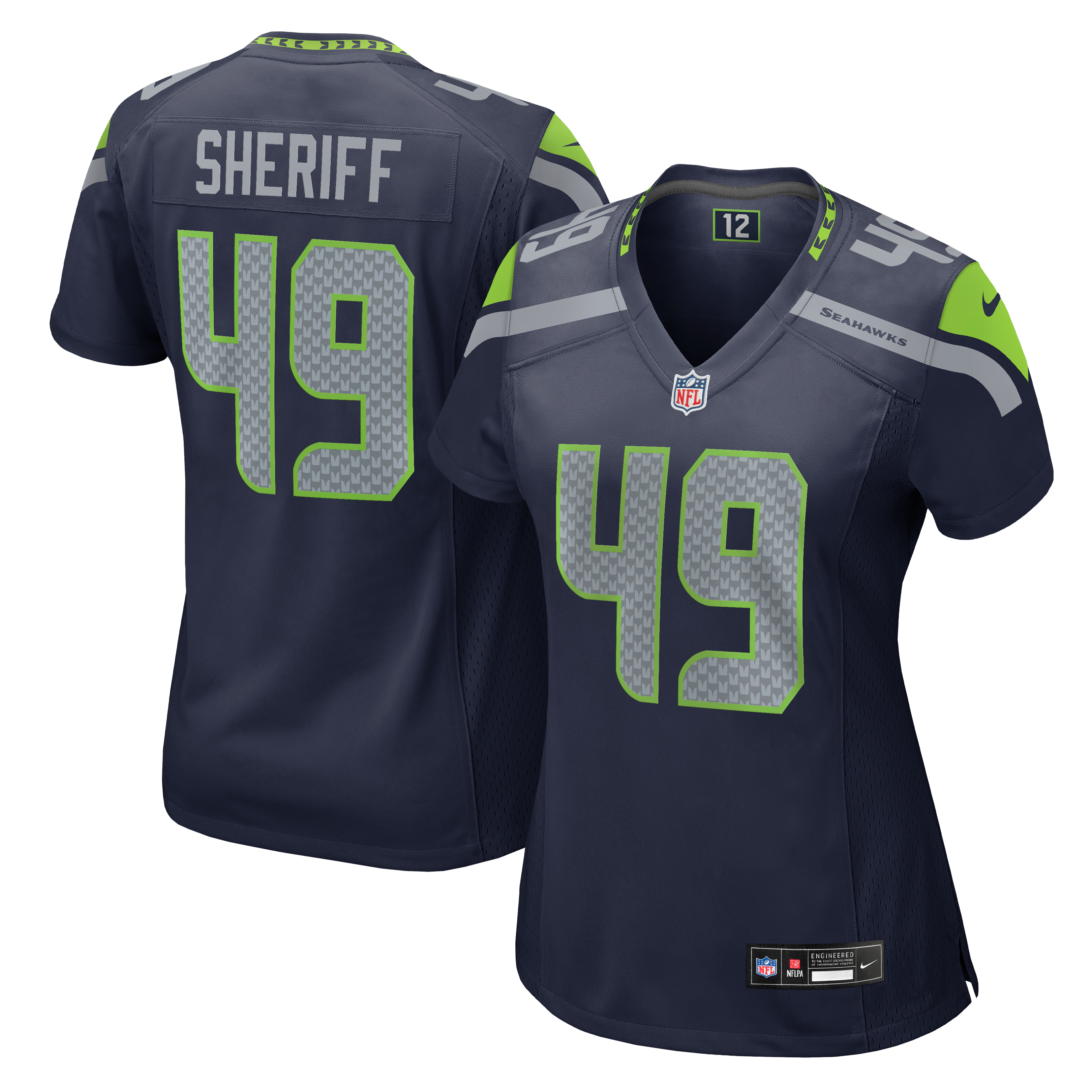 Women's Nike Jamie Sheriff College Navy Seattle Seahawks Team Game Jersey