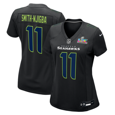 Jaxon Smith-Njigba Seattle Seahawks Nike Women's Super Bowl LX Patch Carbon Fashion Game Jersey - Black