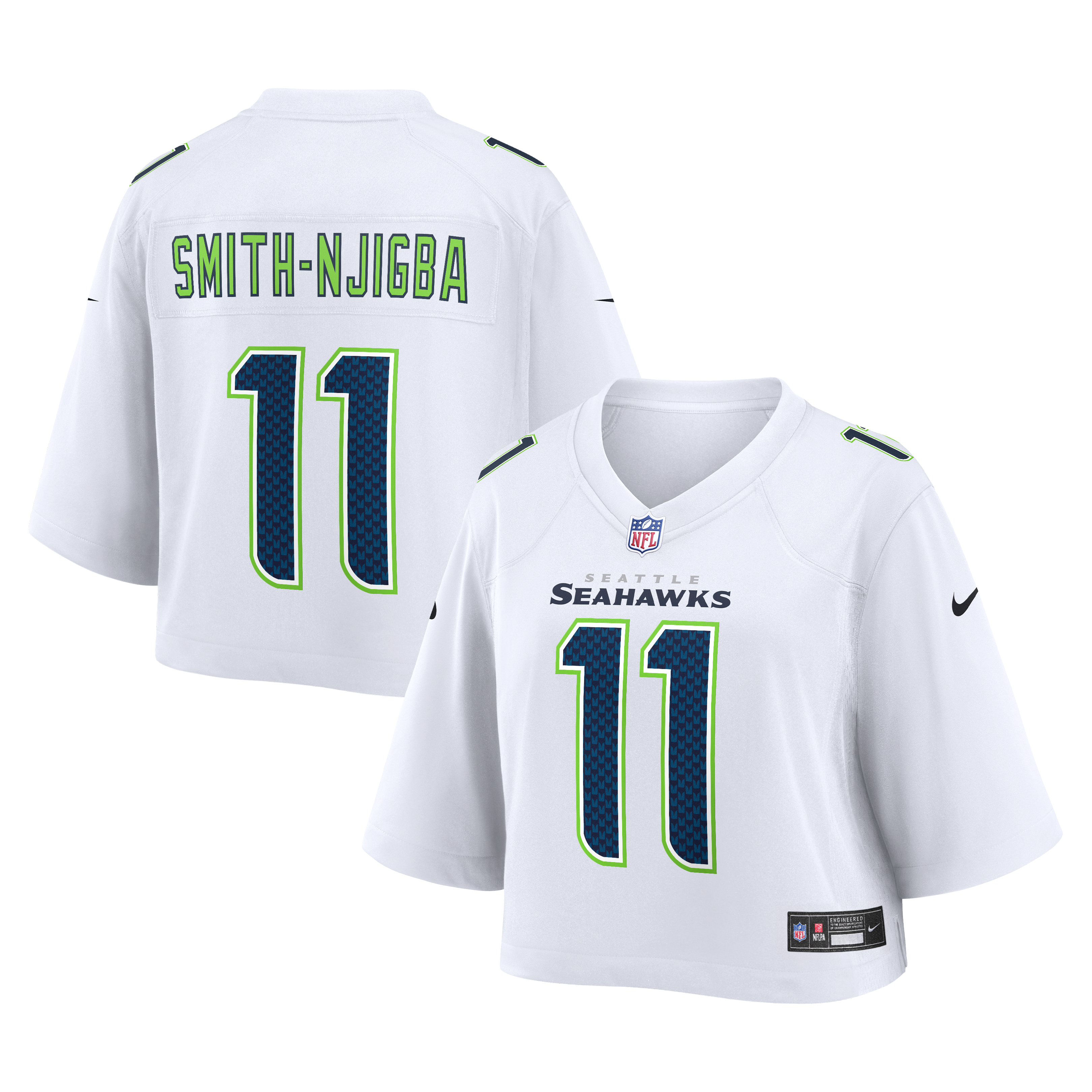 Women's Nike Jaxon Smith-Njigba White Seattle Seahawks Cropped Fashion Game Jersey