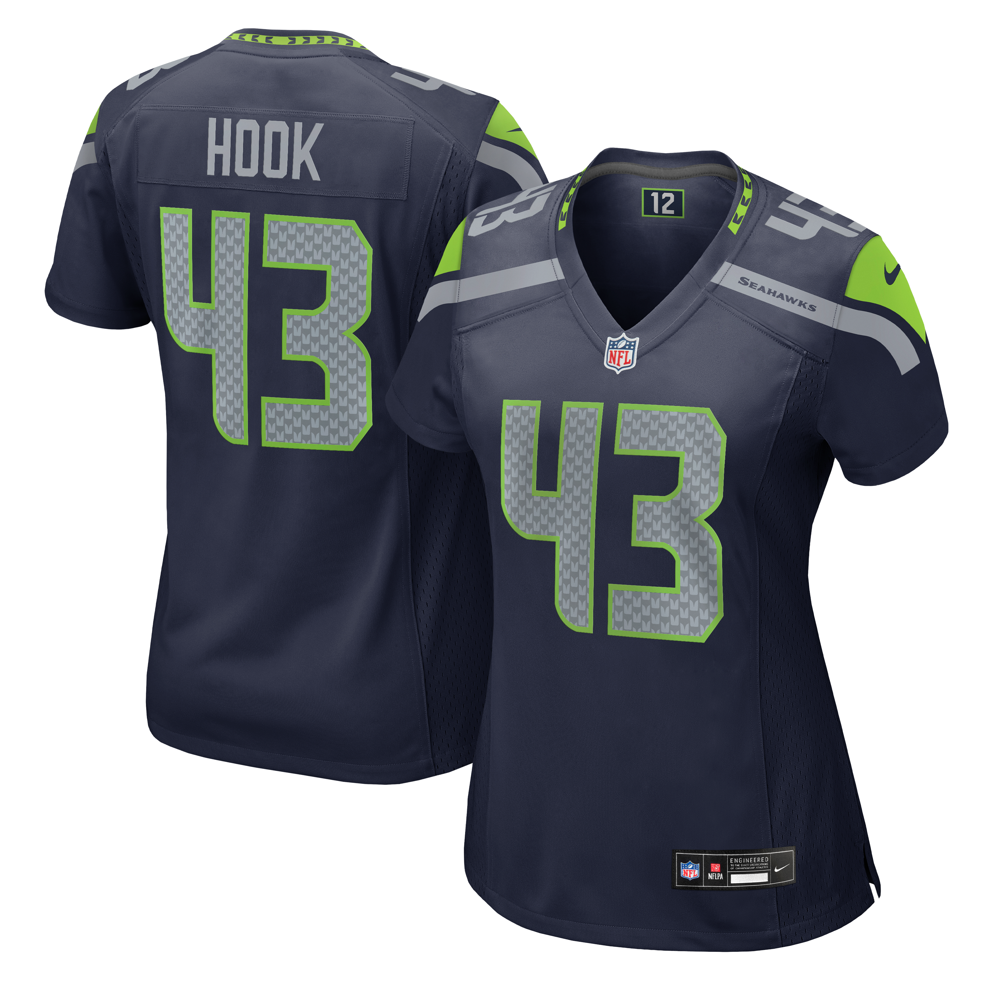Women's Nike Maxen Hook College Navy Seattle Seahawks Team Game Jersey
