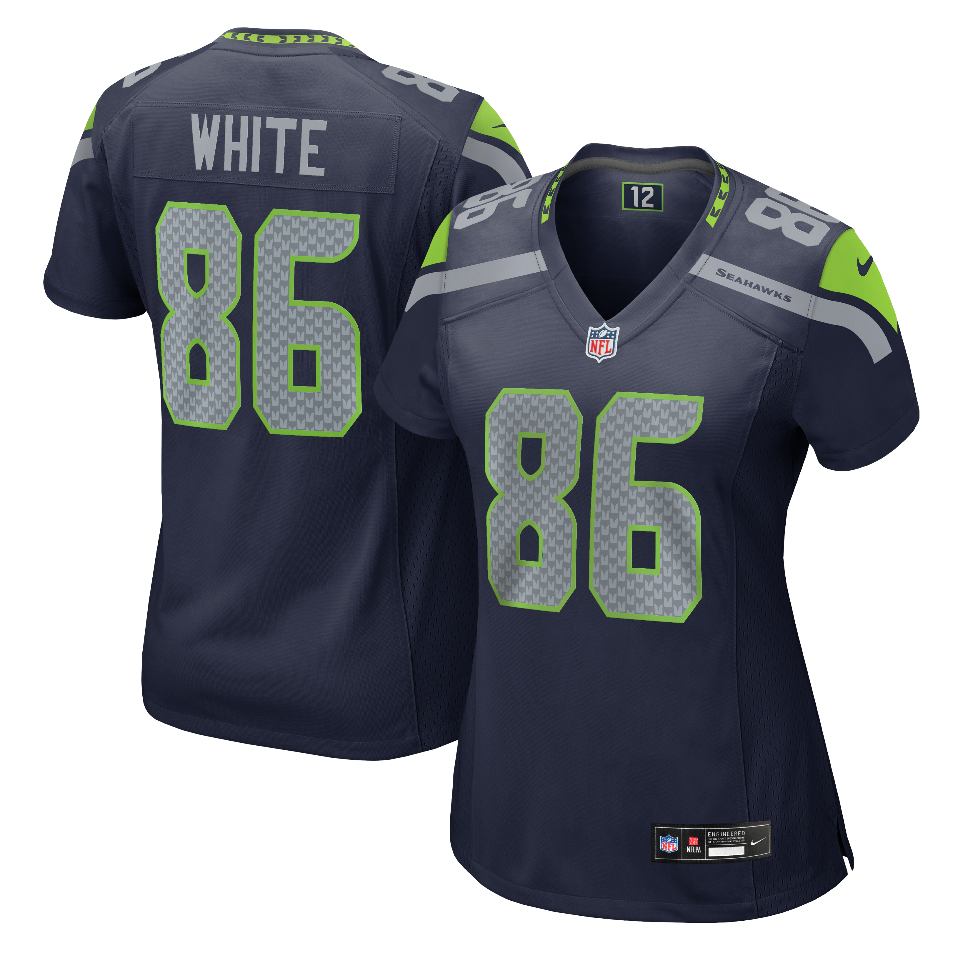 Maillot de match Nike Ricky White College Navy Seattle Seahawks pour femmes