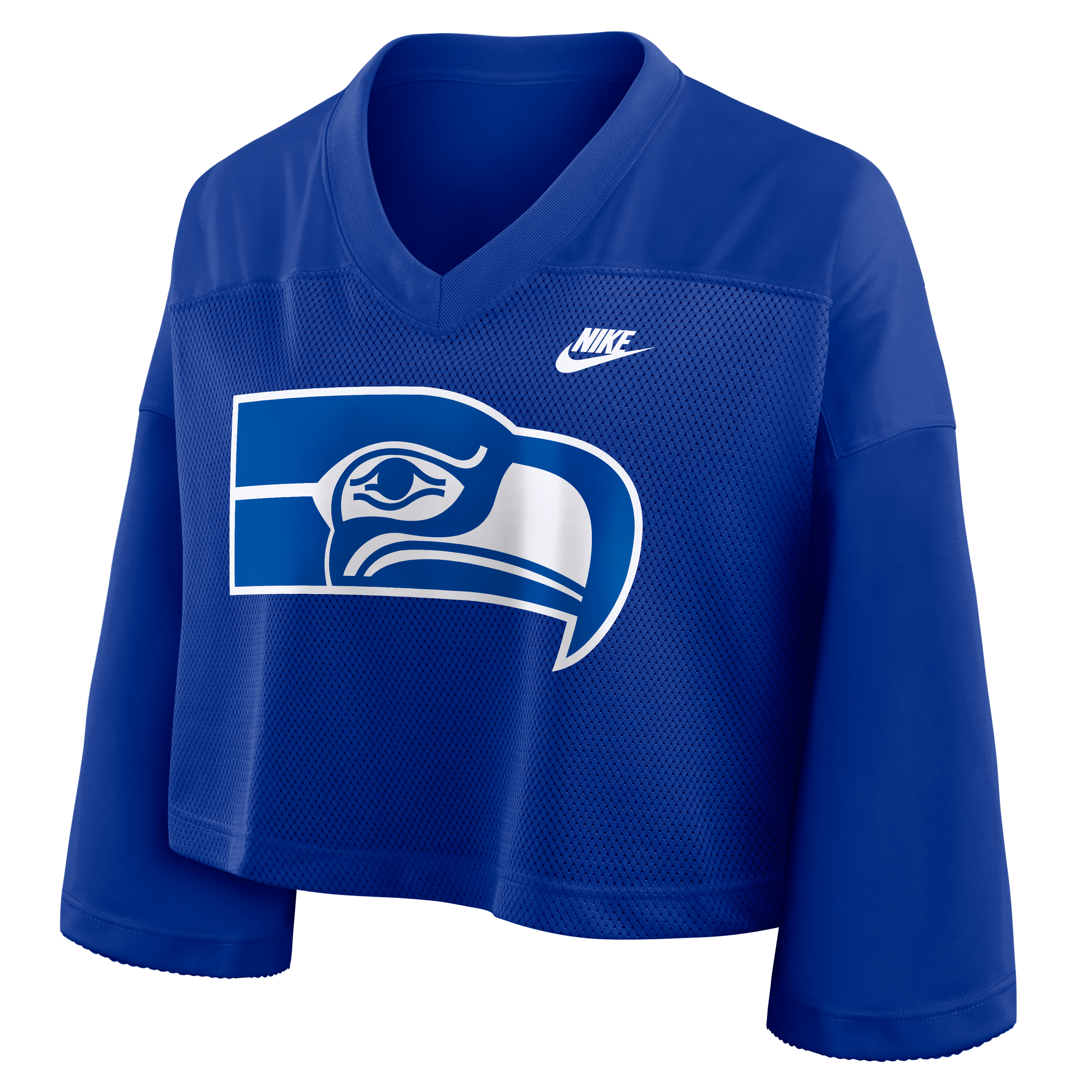 Women's Nike Royal Seattle Seahawks Rewind Cropped Mesh Dri-FIT Fashion Jersey